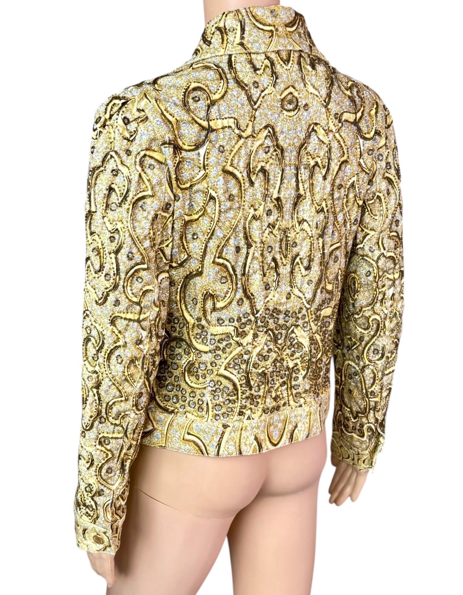 Roberto Cavalli S/S 2000 Runway Campaign Embellished Gold Jacket Coat For Sale 3
