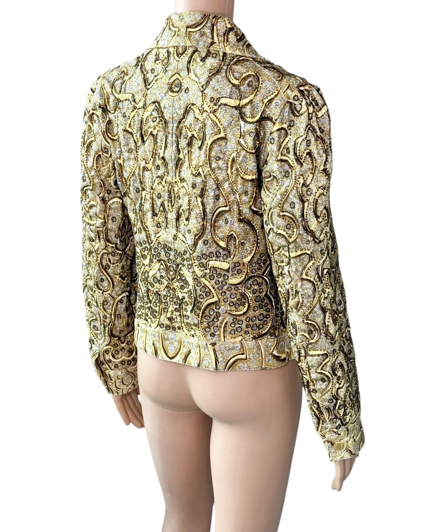 Roberto Cavalli S/S 2000 Runway Campaign Embellished Gold Jacket Coat For Sale 4