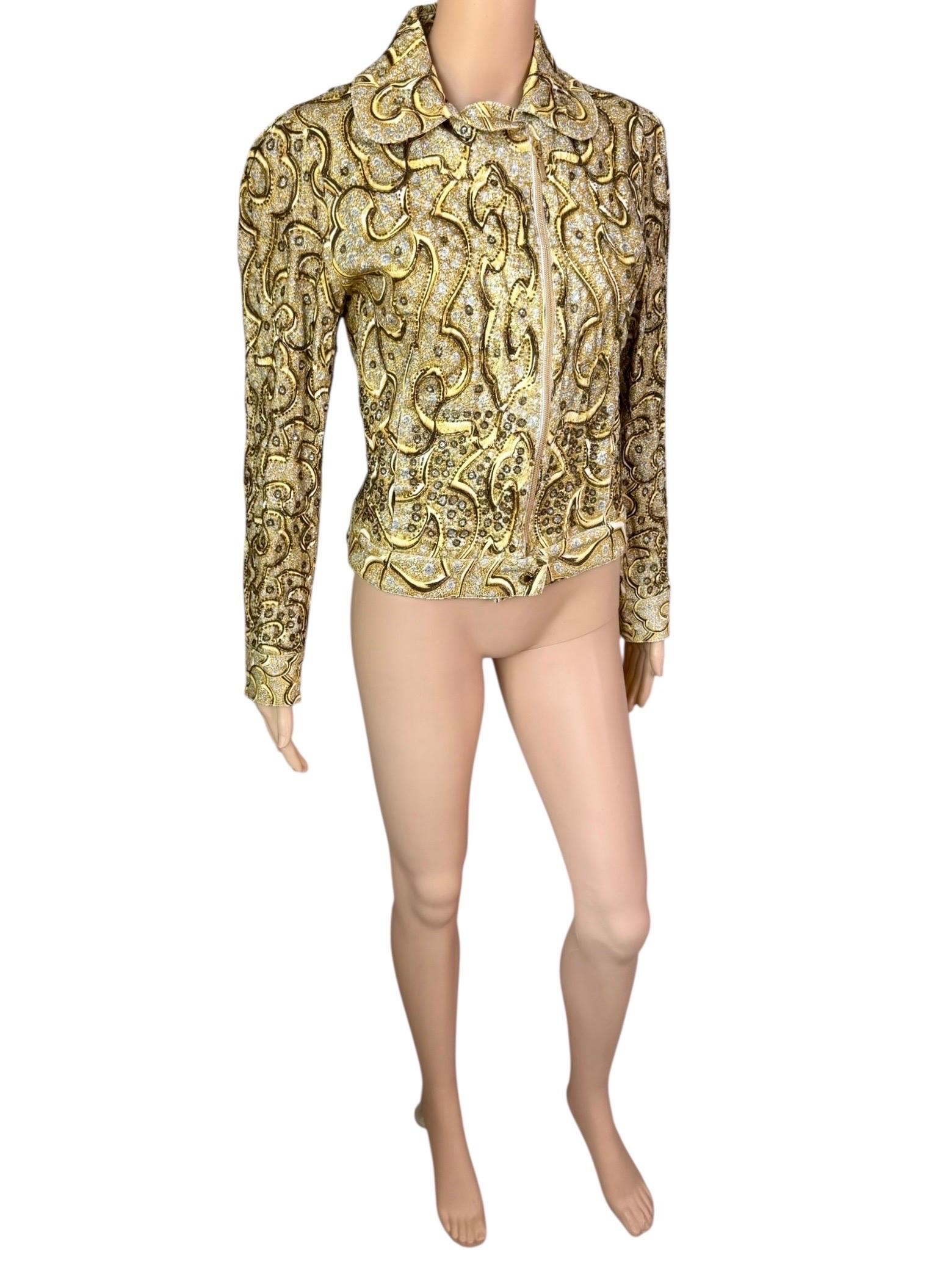 Roberto Cavalli S/S 2000 Runway Campaign Embellished Gold Jacket Coat For Sale 5