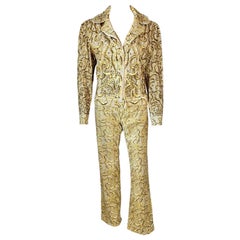Roberto Cavalli S/S 2000 Runway Embellished Gold Jacket & Pants 2 Piece Set