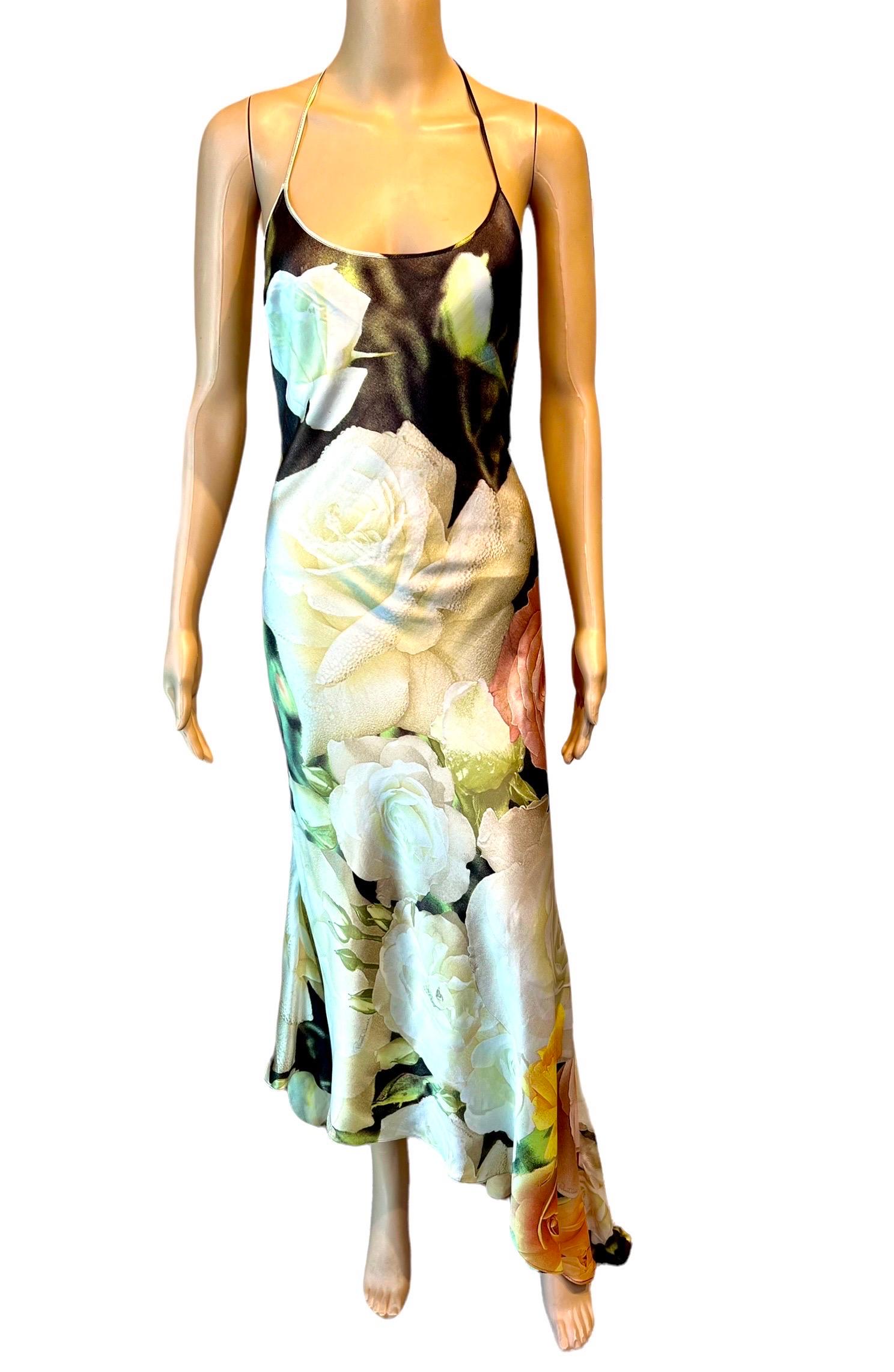 Roberto Cavalli S/S 2000 Silk Floral Print Slip Evening Maxi Dress  1