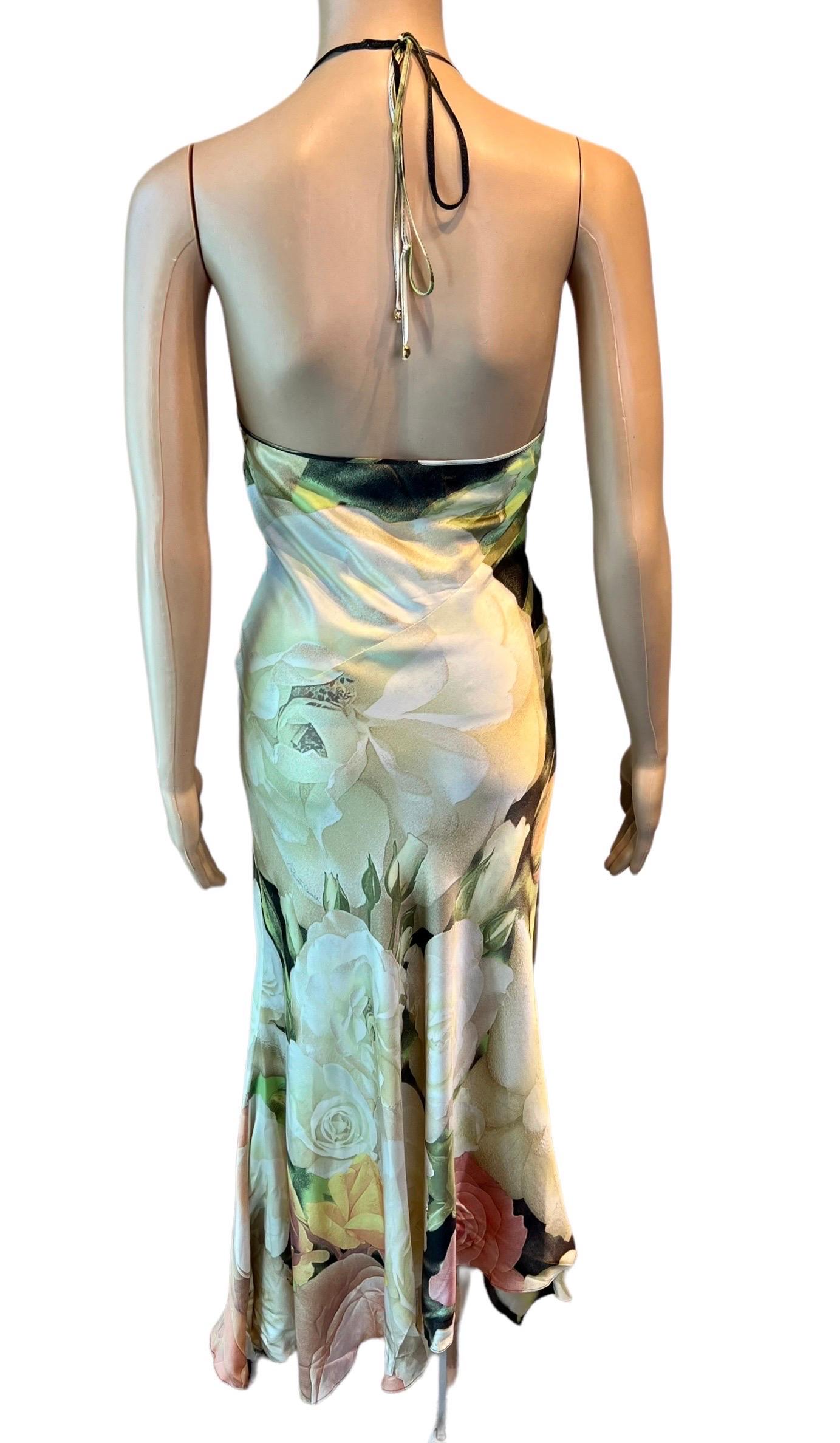 Roberto Cavalli S/S 2000 Silk Floral Print Slip Evening Maxi Dress  2