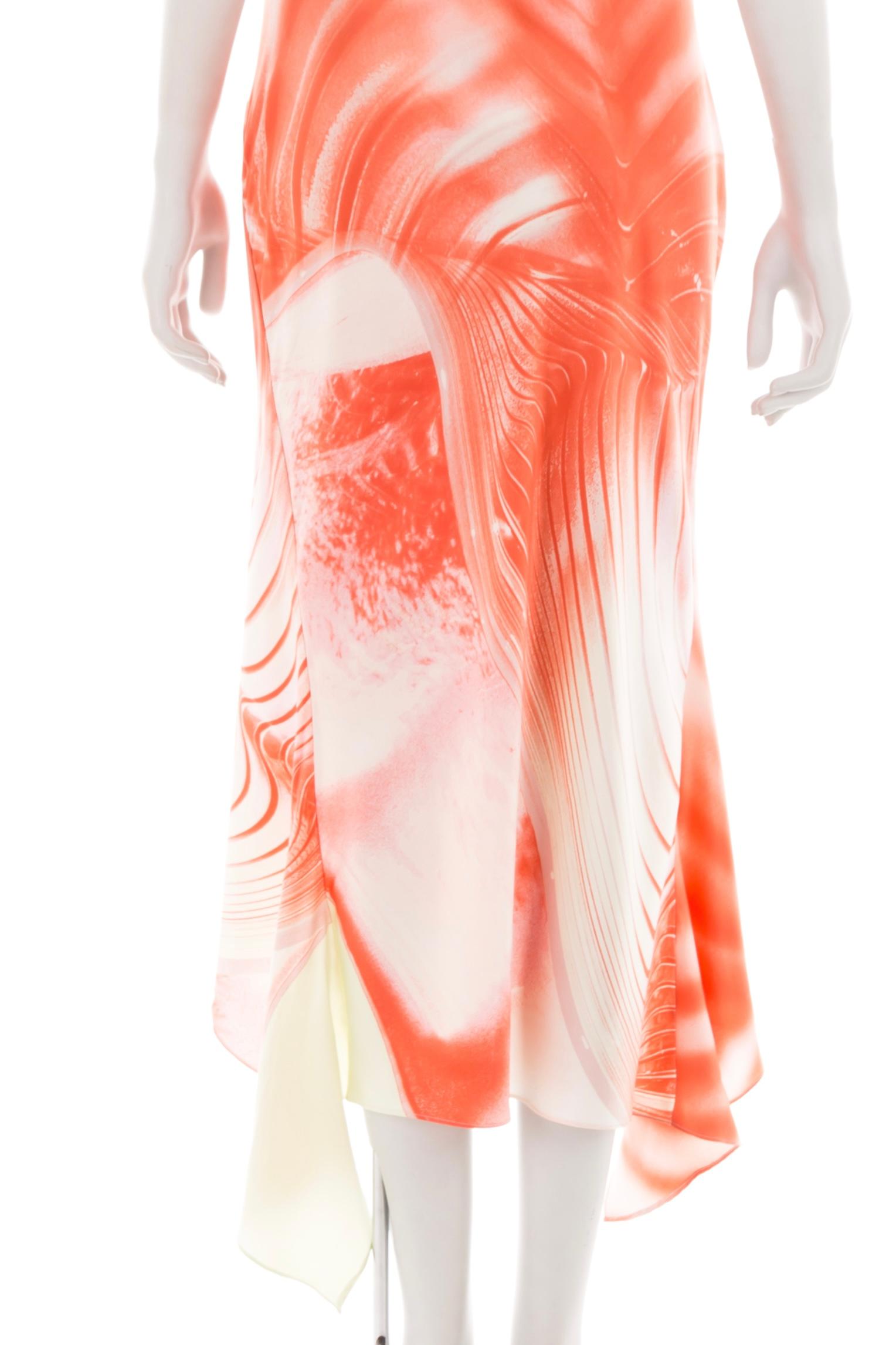 Roberto Cavalli S/S 2001 coral open-back graphic silk dress For Sale 4