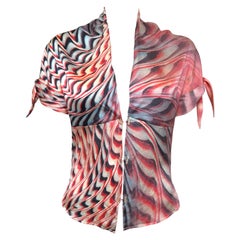 Roberto Cavalli S/S 2001 Psychedelic Marbled-Print Short-Sleeve Top