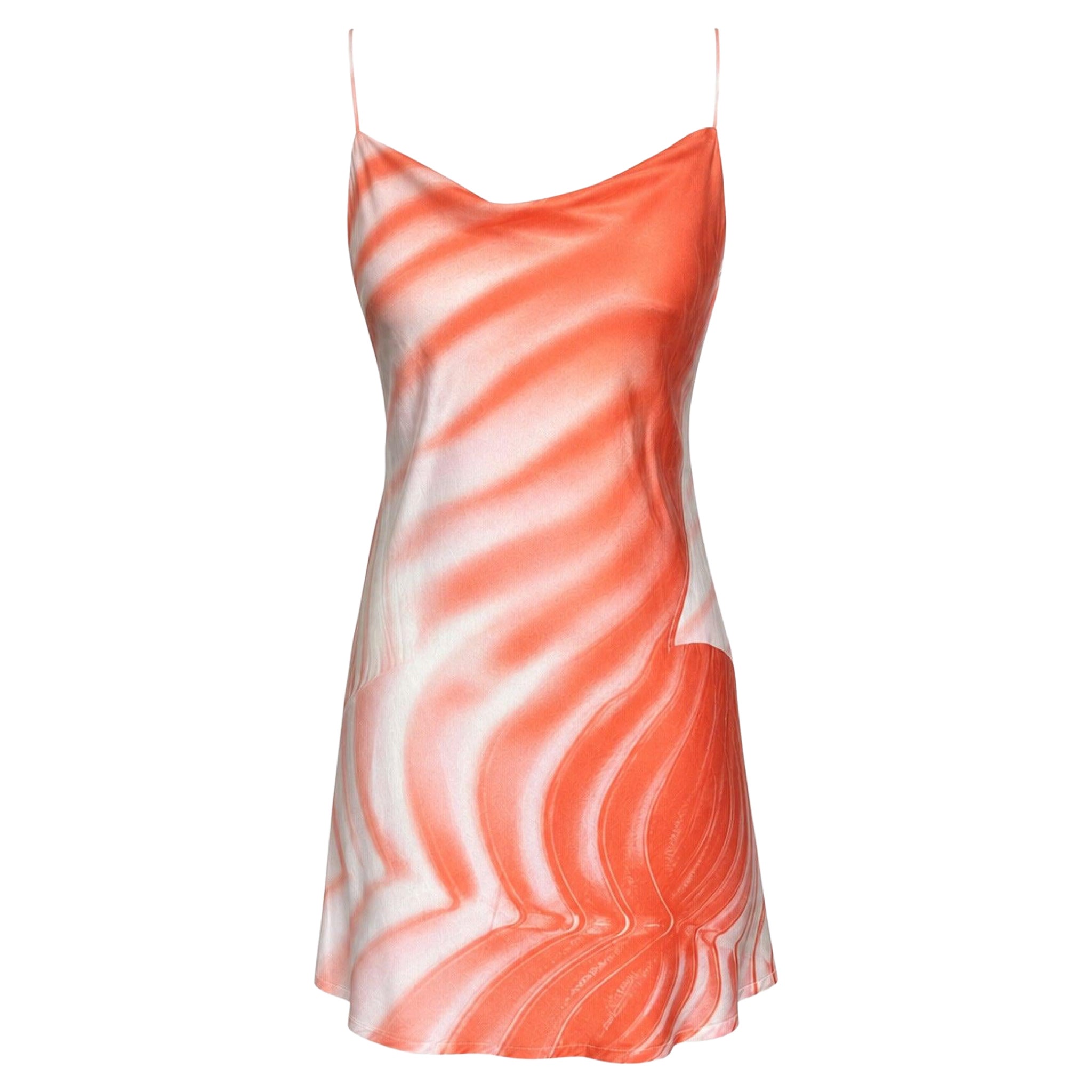 Roberto Cavalli S/S 2001 Psychedelischer Druck Seidenslipkleid