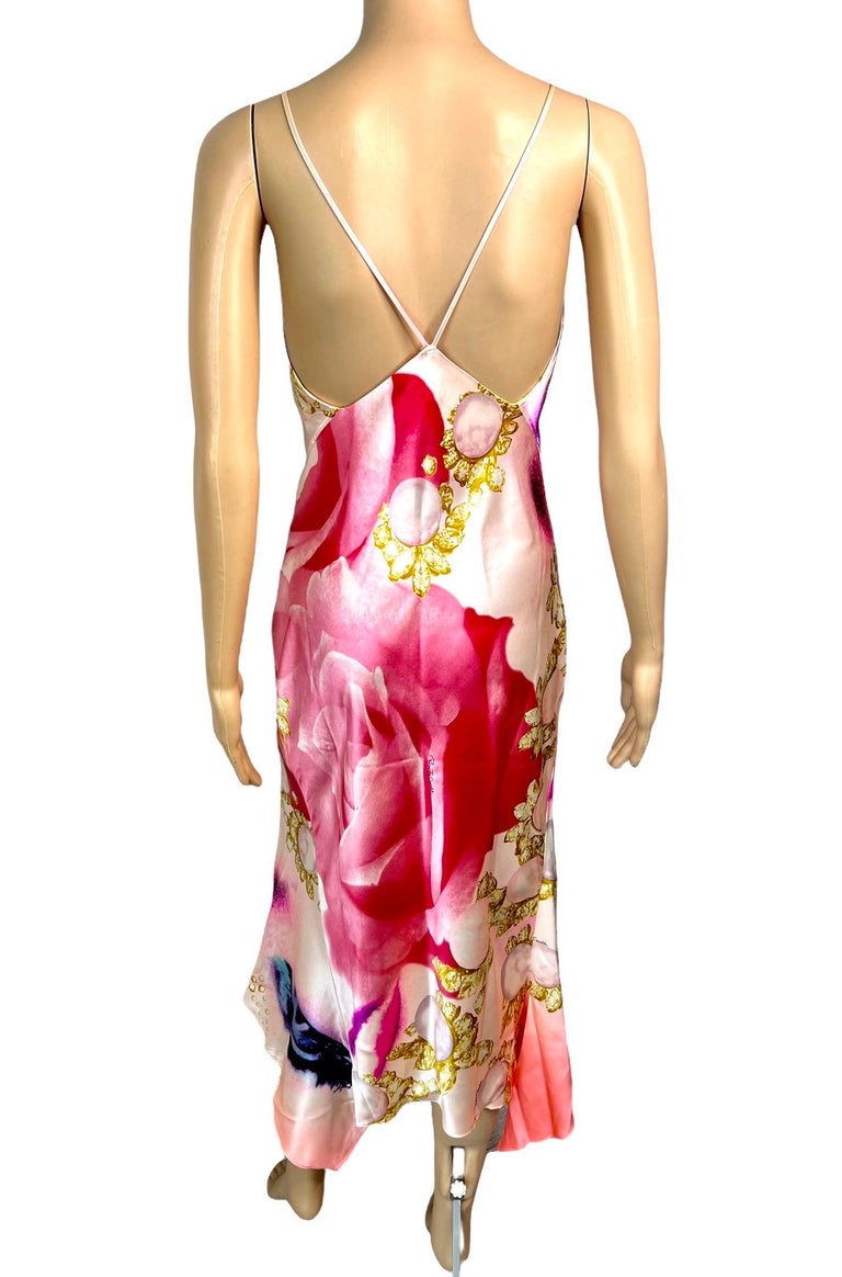Roberto Cavalli S/S 2001 Runway Face Eye Print Bias Cut Silk Slip Evening Dress  In Good Condition In Fort Myers, FL