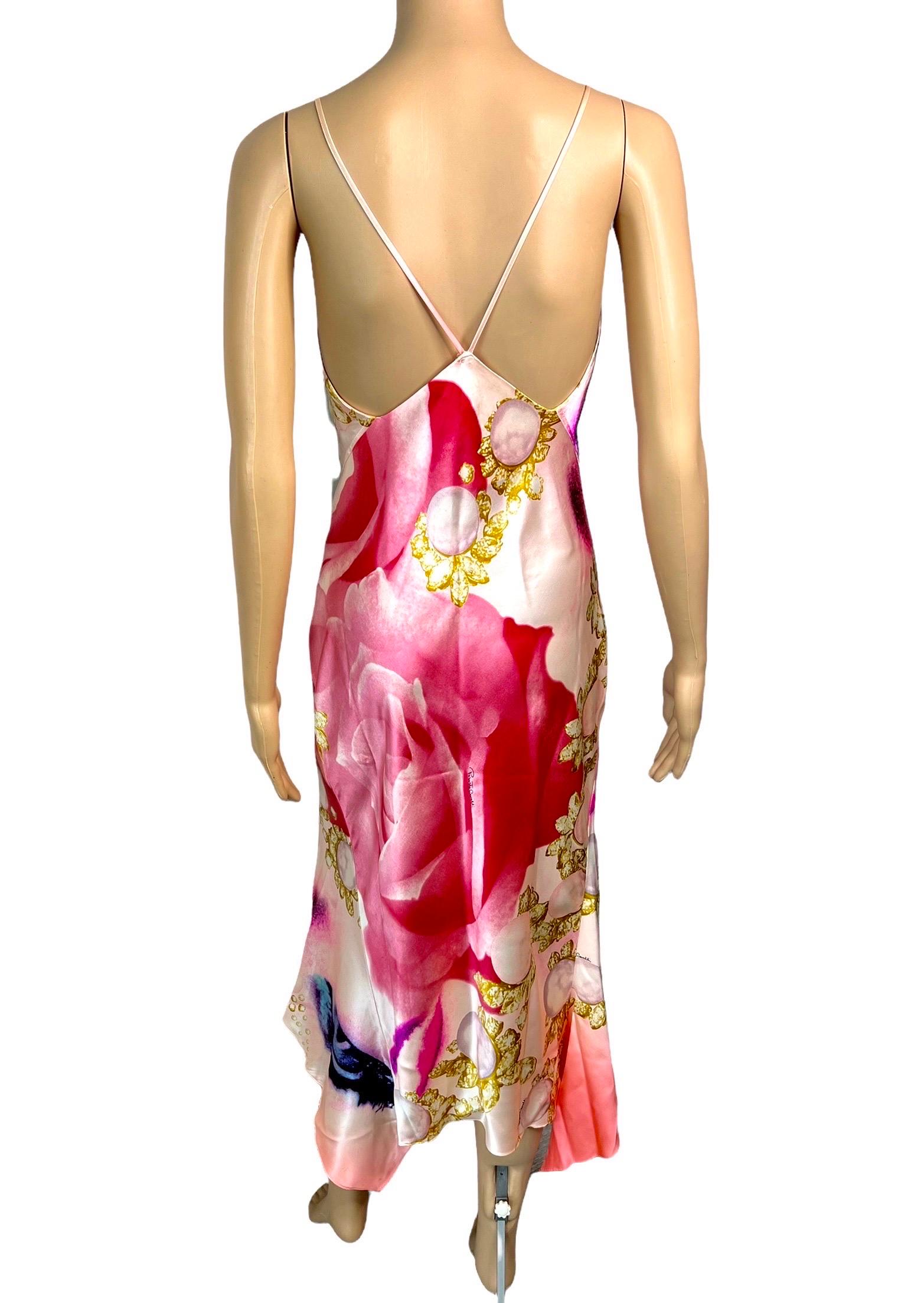 Roberto Cavalli S/S 2001 Runway Face Eye Print Bias Cut Silk Slip Evening Dress  For Sale 1