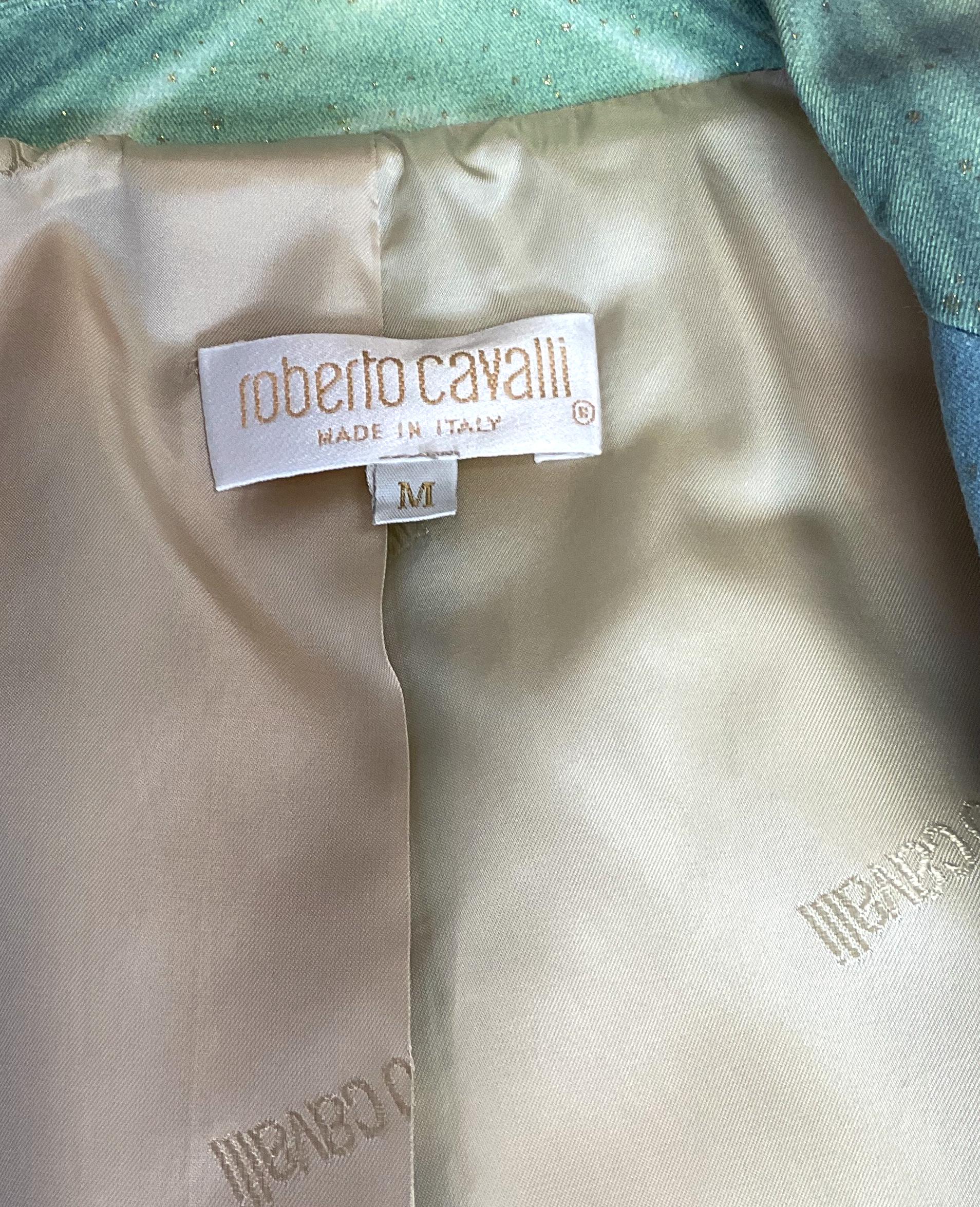 Veste de défilé Roberto Cavalli S/S 2001 avec chaîne en métal doré - Pièce d'archive non portée en vente 1