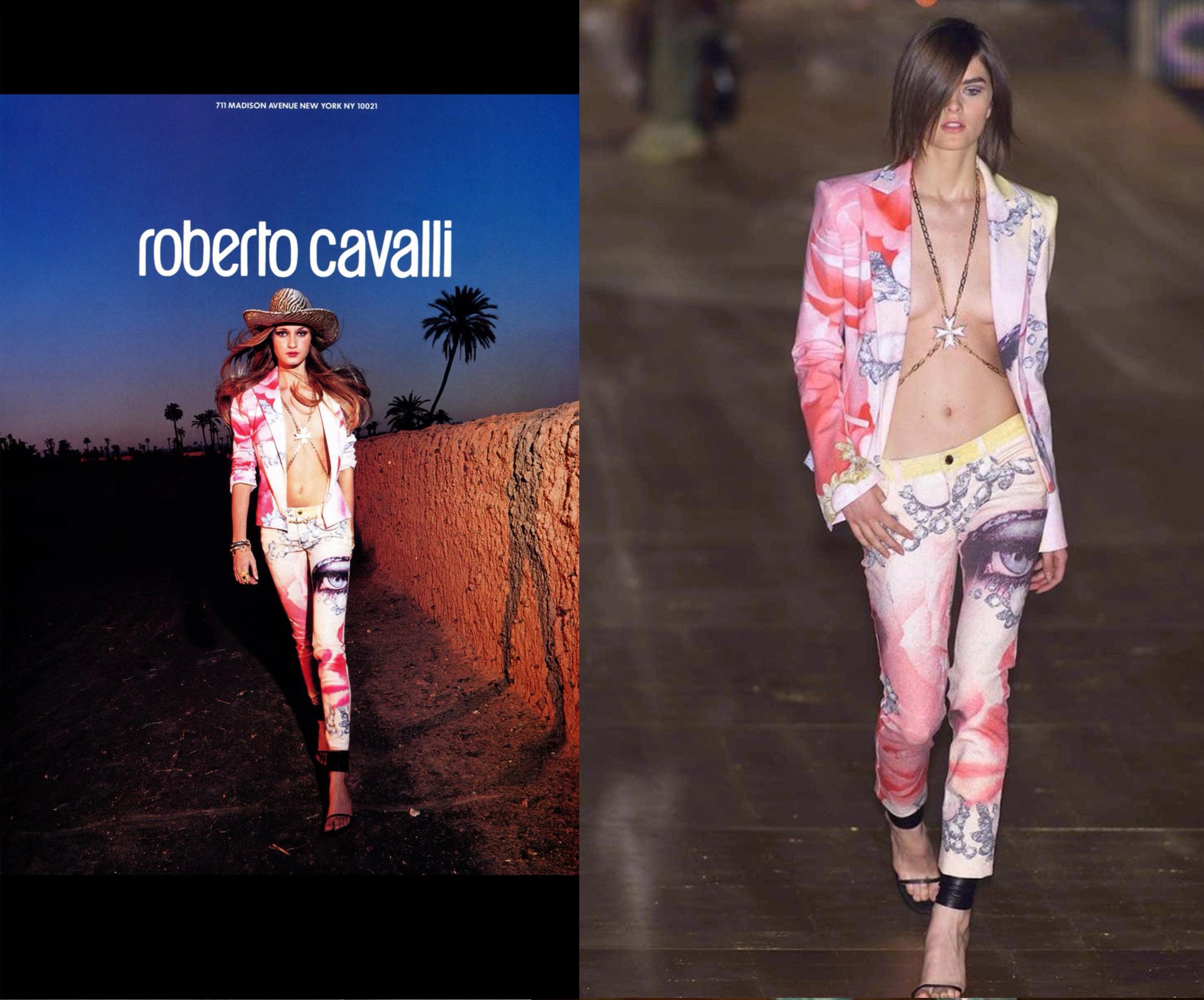 Veste de défilé Roberto Cavalli S/S 2001 avec chaîne en métal doré - Pièce d'archive non portée en vente 3