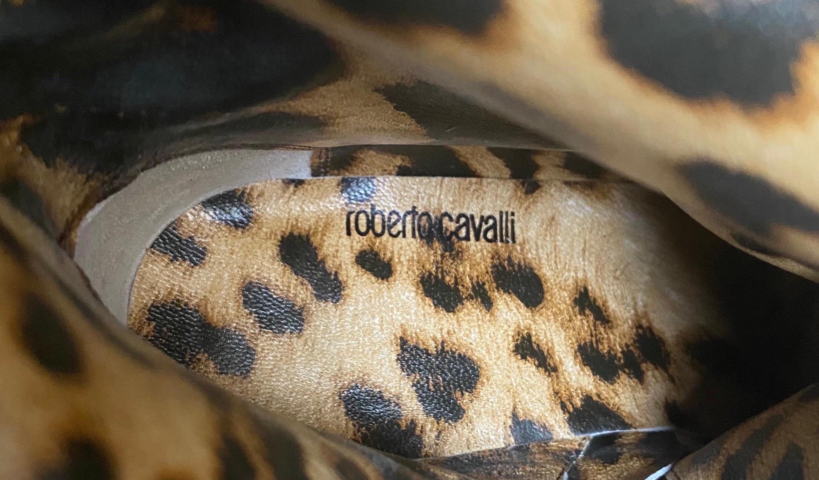 Roberto Cavalli S/S 2002 Floral Laser-Cut Denim Leopard Boots 1