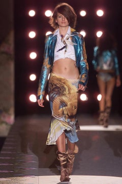 ROBERTO CAVALLI S/s 2002 Lion And Jungle Print Jacket x Skirt Set