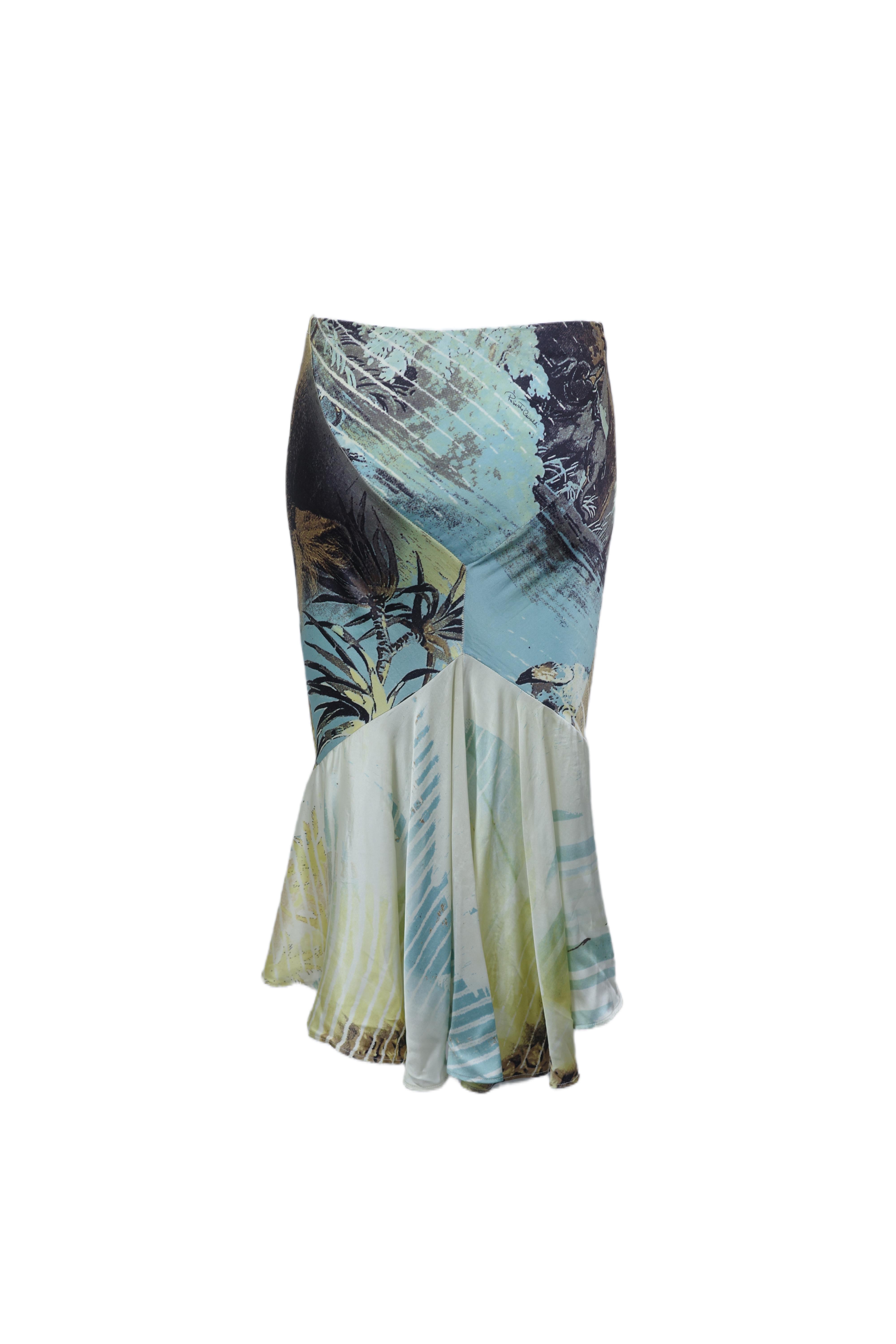 Roberto Cavalli P/E 2002 Giacca x Gonna con stampa leone e Jungling in vendita 4