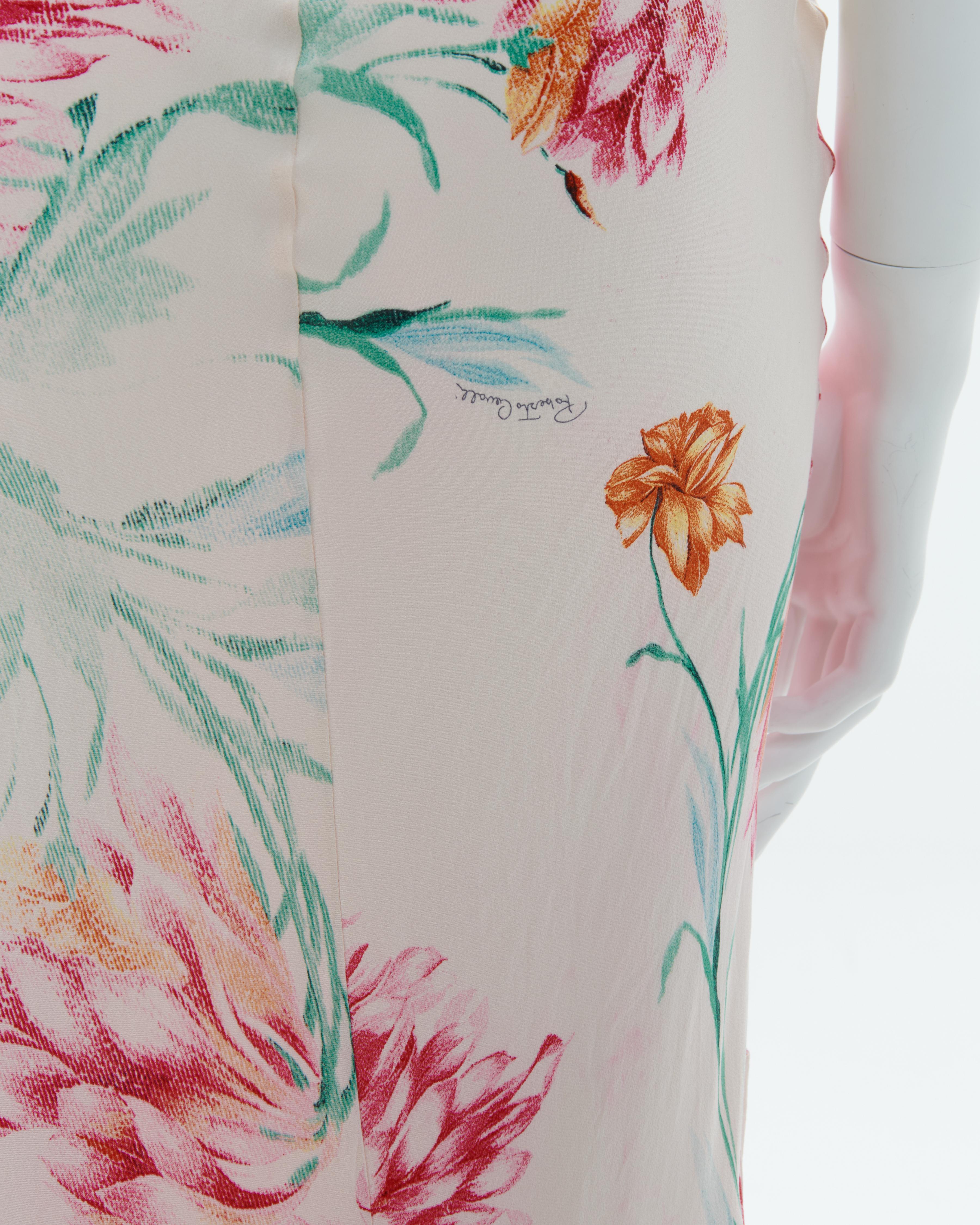 Roberto Cavalli S/S 2002 Pink floral print bias-cut silk cocktail dress 5