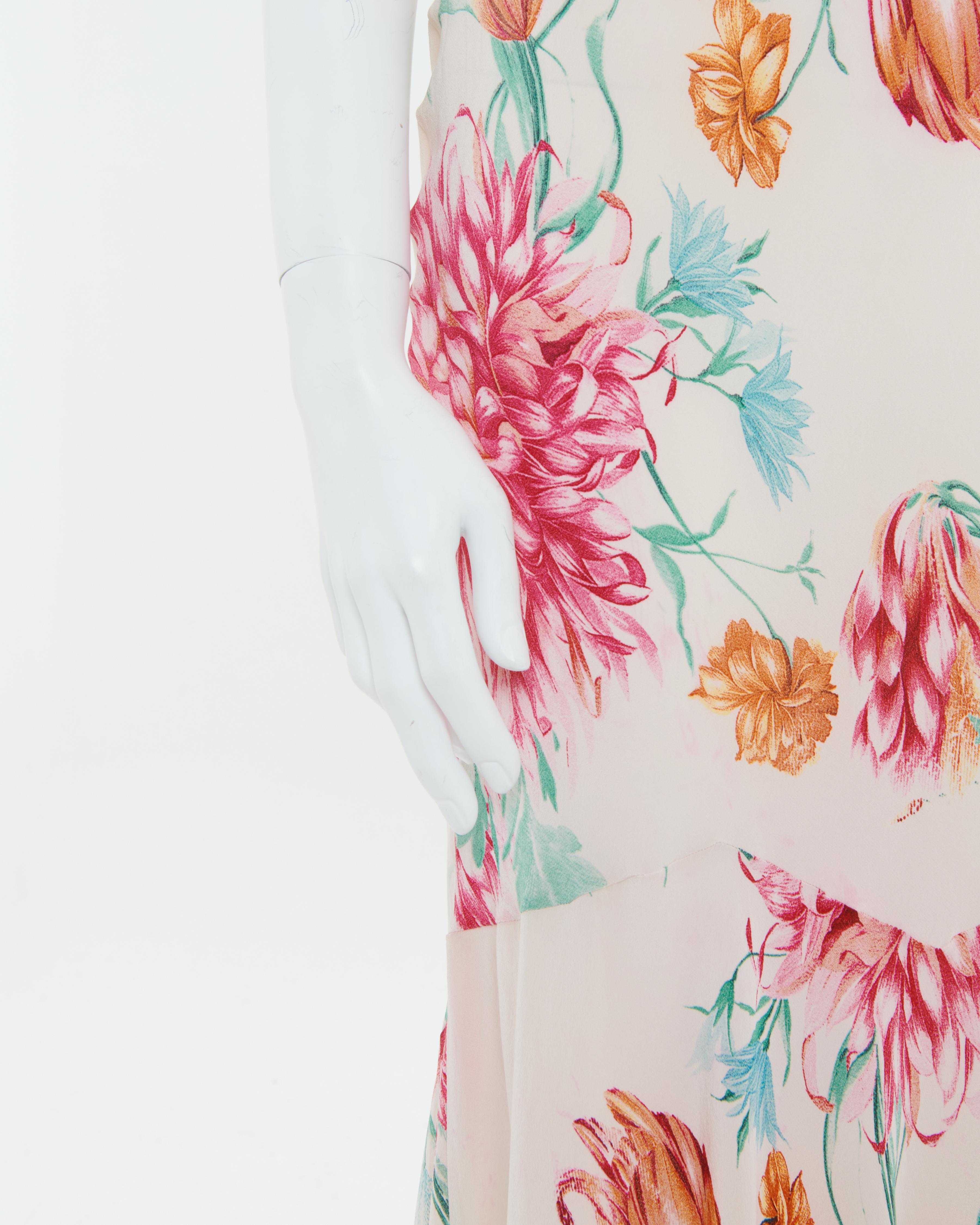 Roberto Cavalli S/S 2002 Pink floral print bias-cut silk cocktail dress 3