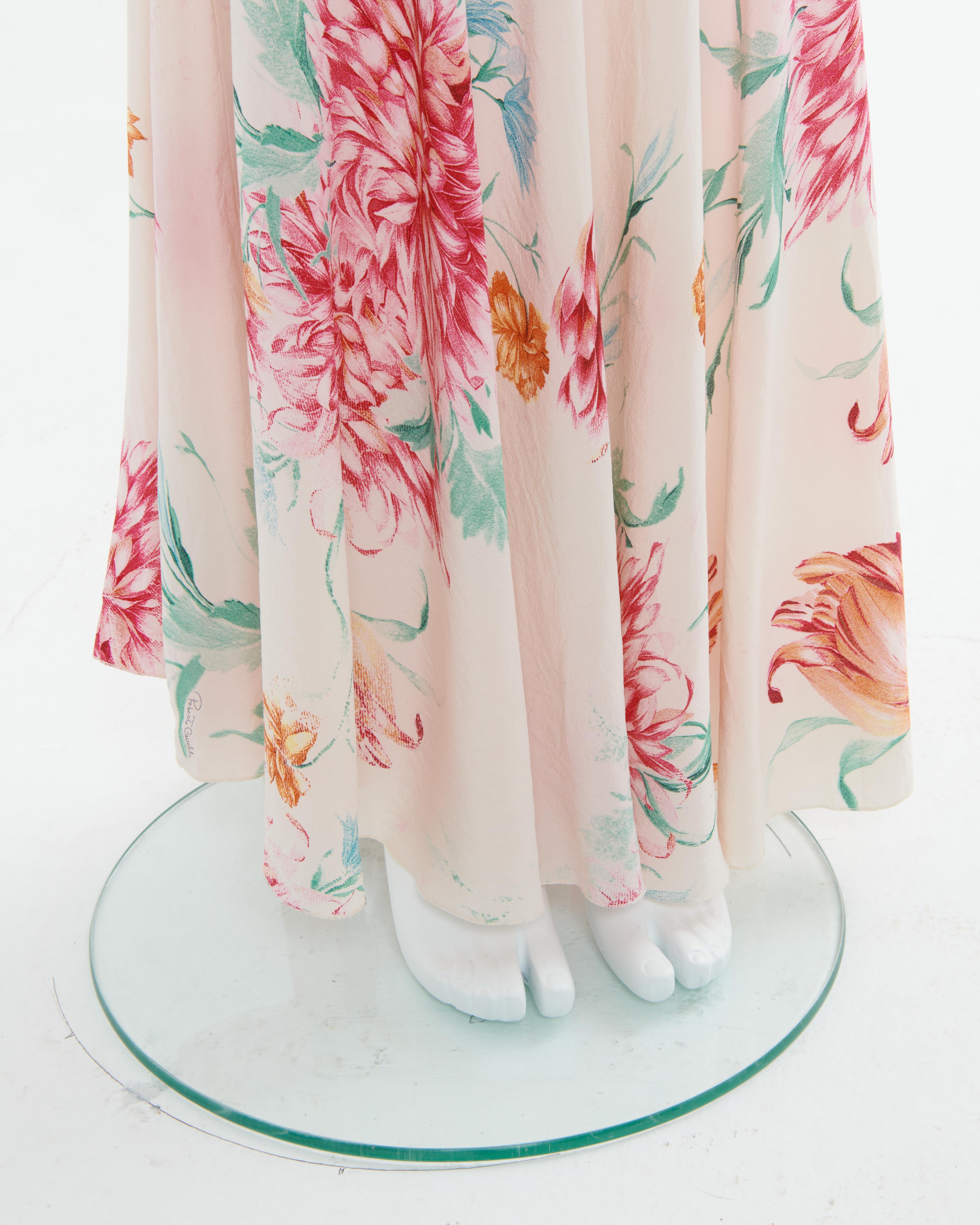 Roberto Cavalli S/S 2002 Pink floral print bias-cut silk cocktail dress 4