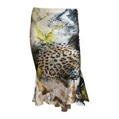 Roberto Cavalli S/S 2002 Printed Silk Jersey Asymmetrical Skirt