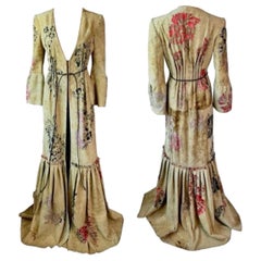 Roberto Cavalli S/S 2002 Runway Leather Lasercut Floral Dress Jacket Coat