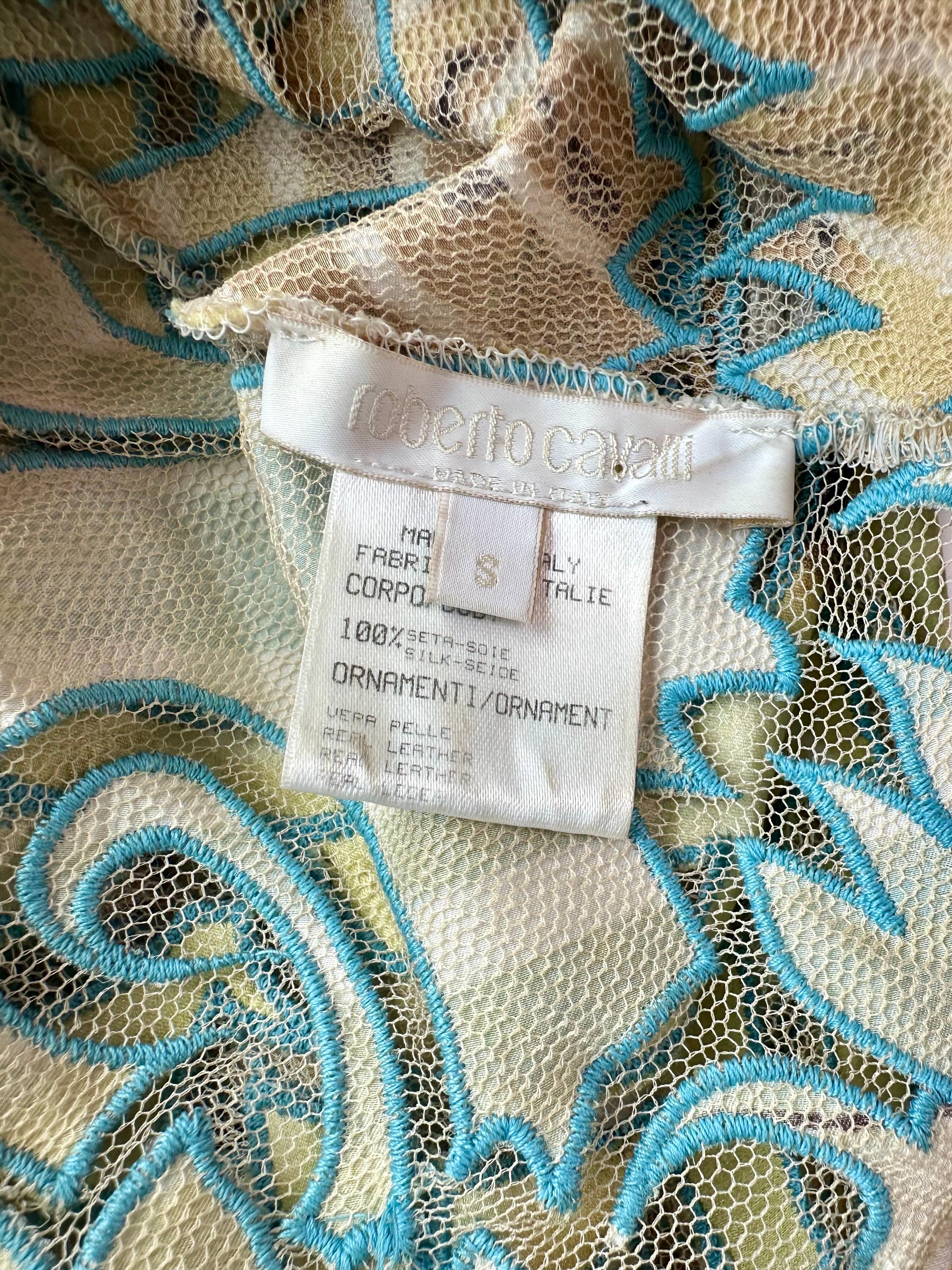 Roberto Cavalli S/S 2002 Runway Lion Print Sheer Mesh Silk Evening Dress Gown For Sale 9