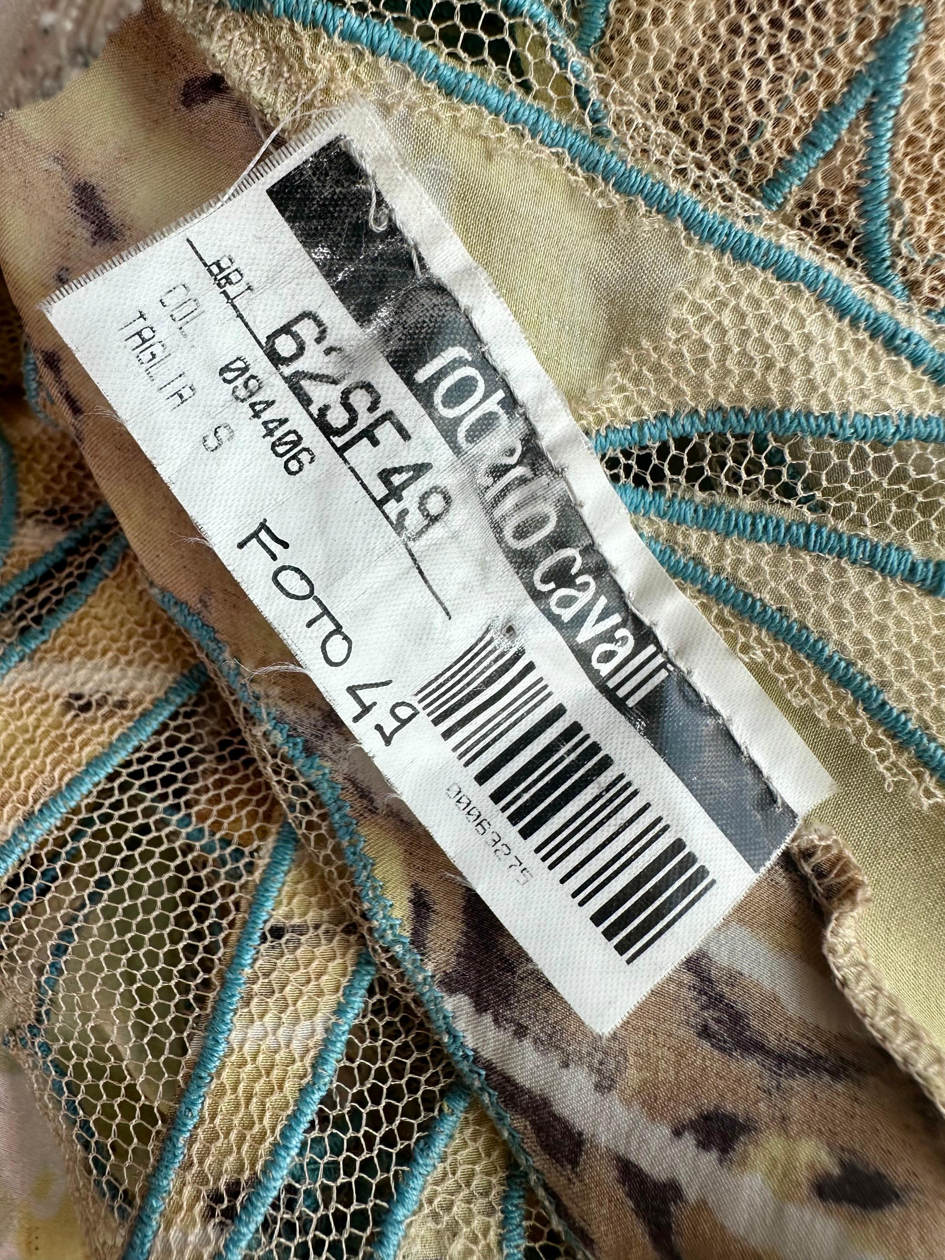 Roberto Cavalli S/S 2002 Runway Lion Print Sheer Mesh Silk Evening Dress Gown For Sale 10