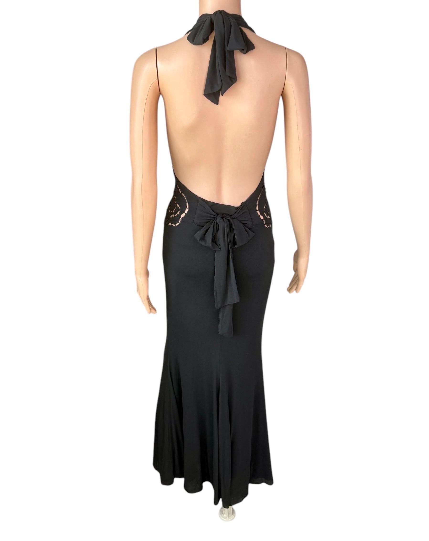 Roberto Cavalli F/S 2002 Laufsteg Schwarzes Abendkleid mit tiefem Ausschnitt und Ausschnitt und tiefem Ausschnitt im Angebot 6