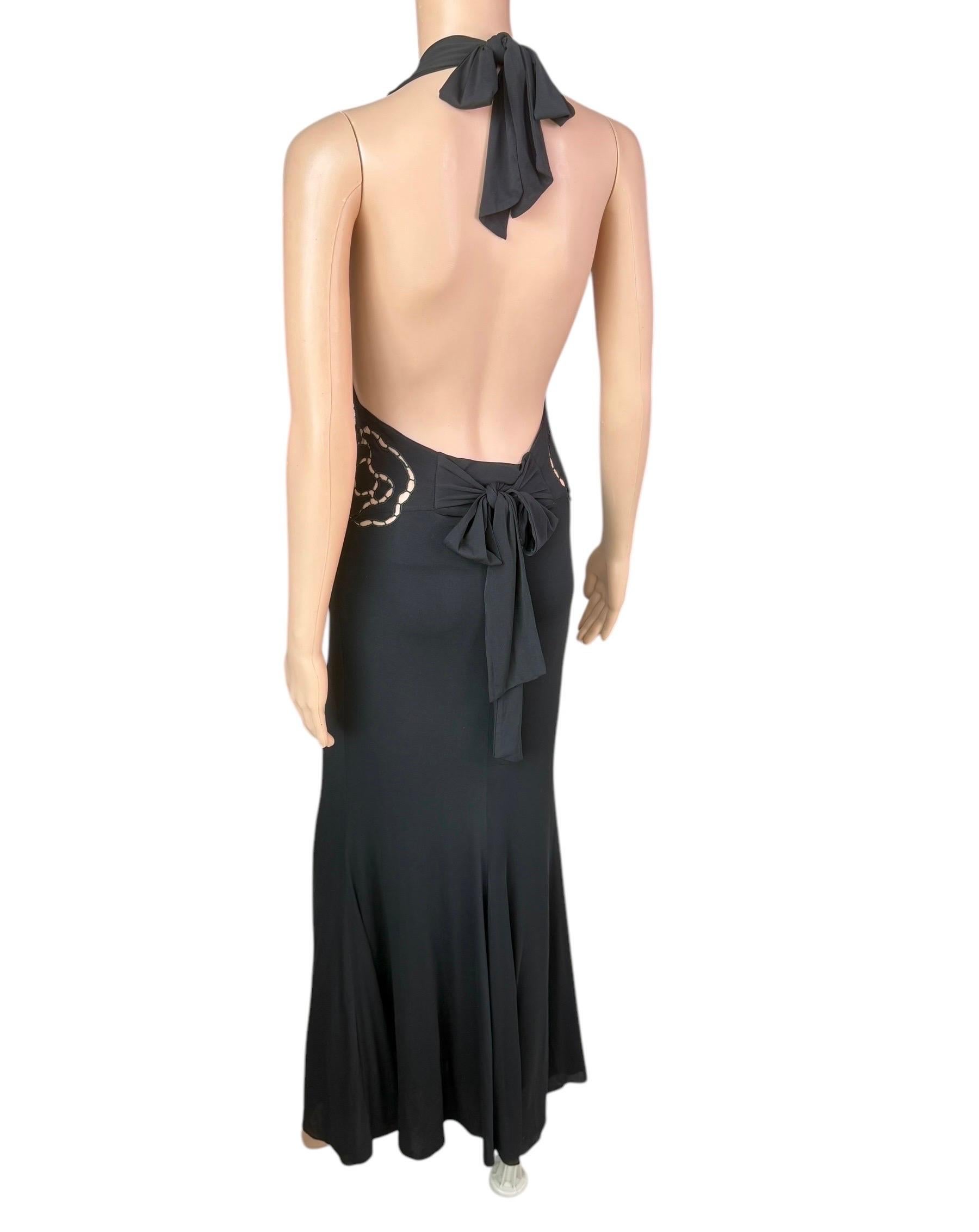 Roberto Cavalli F/S 2002 Laufsteg Schwarzes Abendkleid mit tiefem Ausschnitt und Ausschnitt und tiefem Ausschnitt im Angebot 8