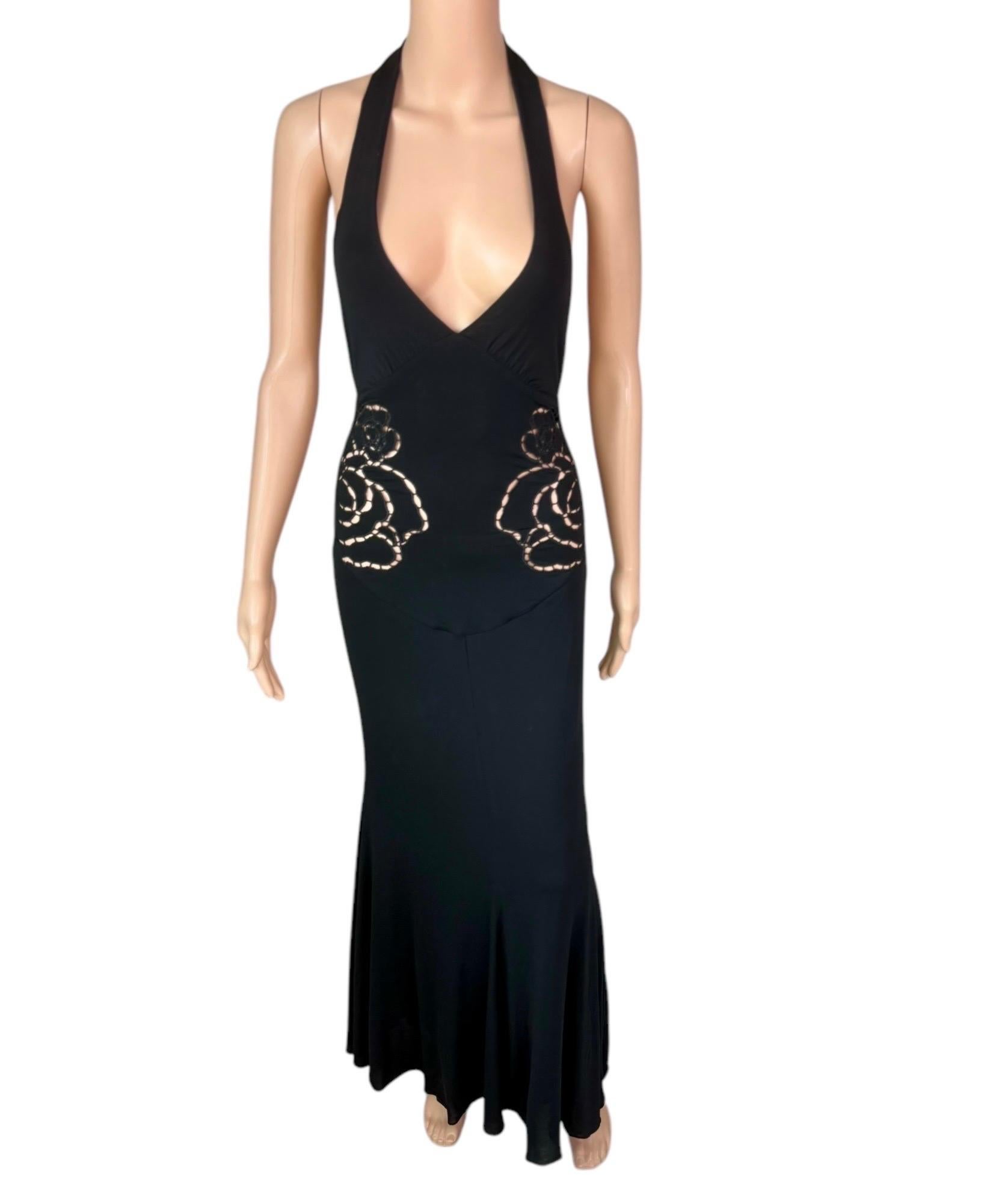 Roberto Cavalli F/S 2002 Laufsteg Schwarzes Abendkleid mit tiefem Ausschnitt und Ausschnitt und tiefem Ausschnitt im Angebot 11