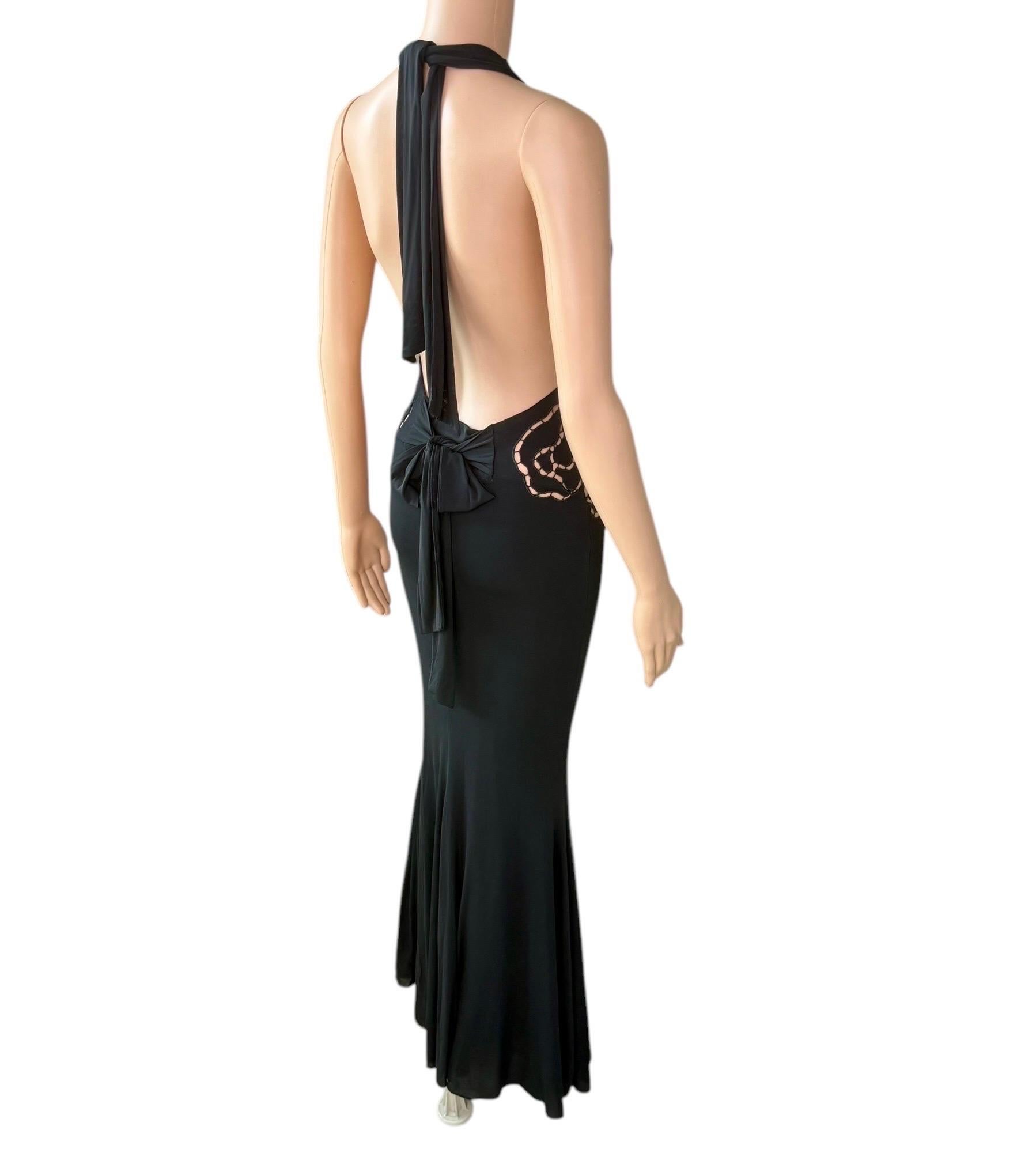 Roberto Cavalli F/S 2002 Laufsteg Schwarzes Abendkleid mit tiefem Ausschnitt und Ausschnitt und tiefem Ausschnitt im Angebot 12