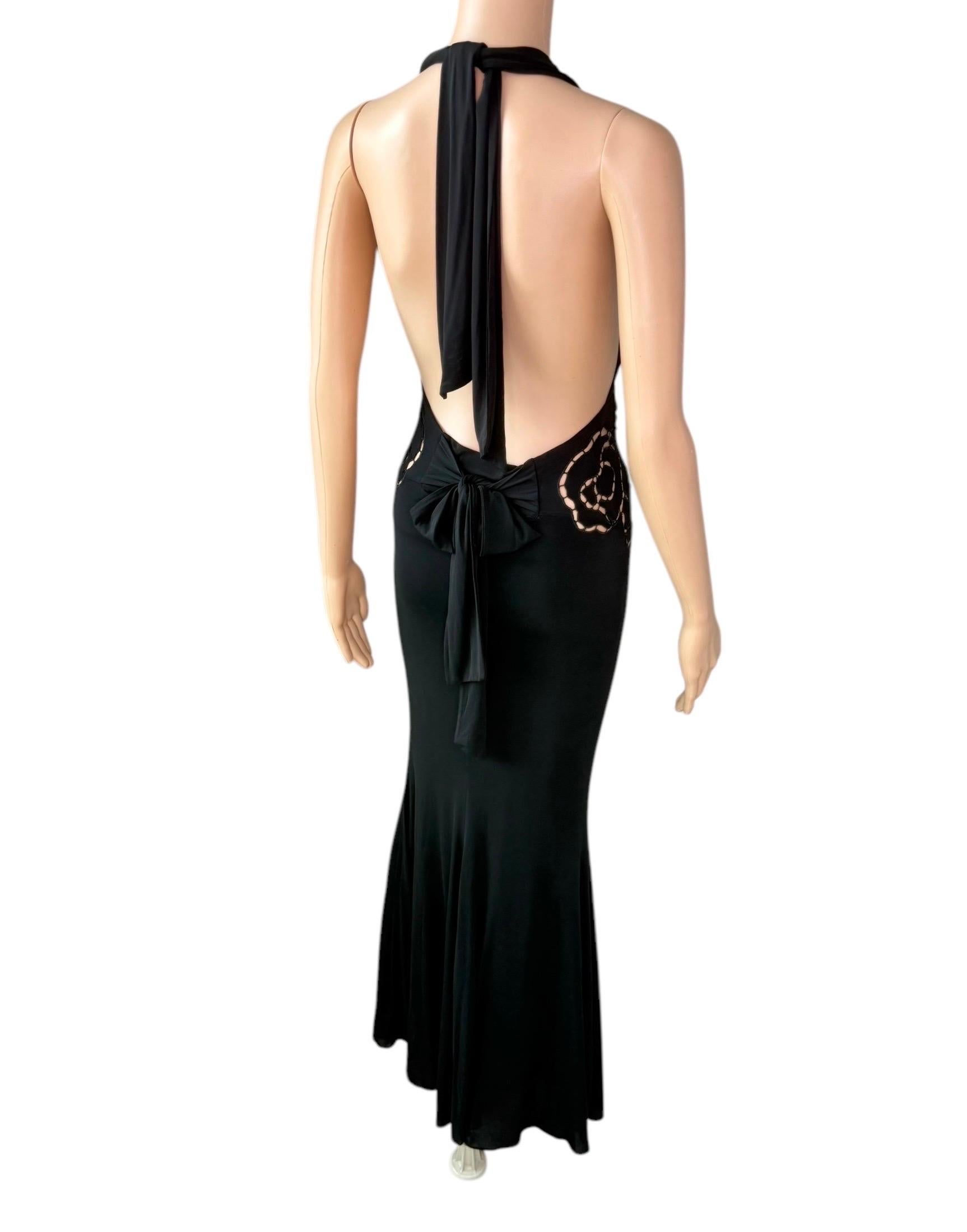 Roberto Cavalli F/S 2002 Laufsteg Schwarzes Abendkleid mit tiefem Ausschnitt und Ausschnitt und tiefem Ausschnitt im Angebot 14