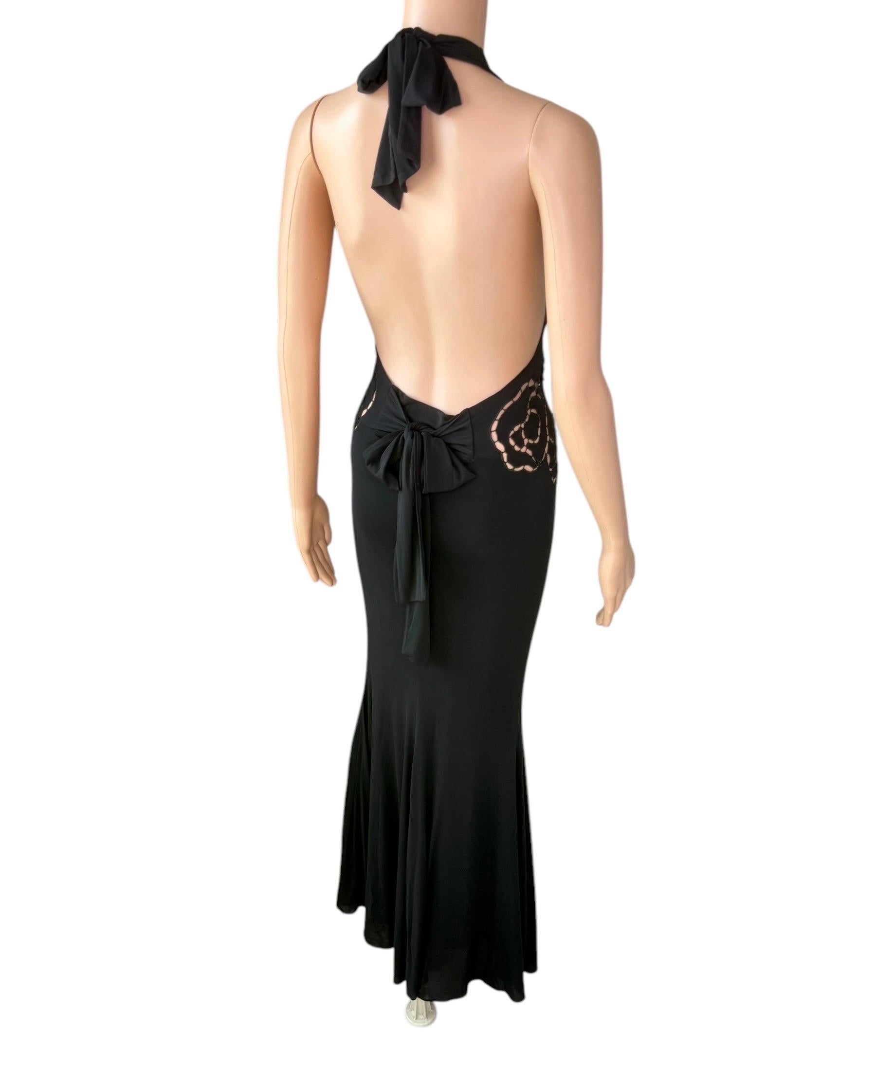 Roberto Cavalli F/S 2002 Laufsteg Schwarzes Abendkleid mit tiefem Ausschnitt und Ausschnitt und tiefem Ausschnitt im Angebot 2
