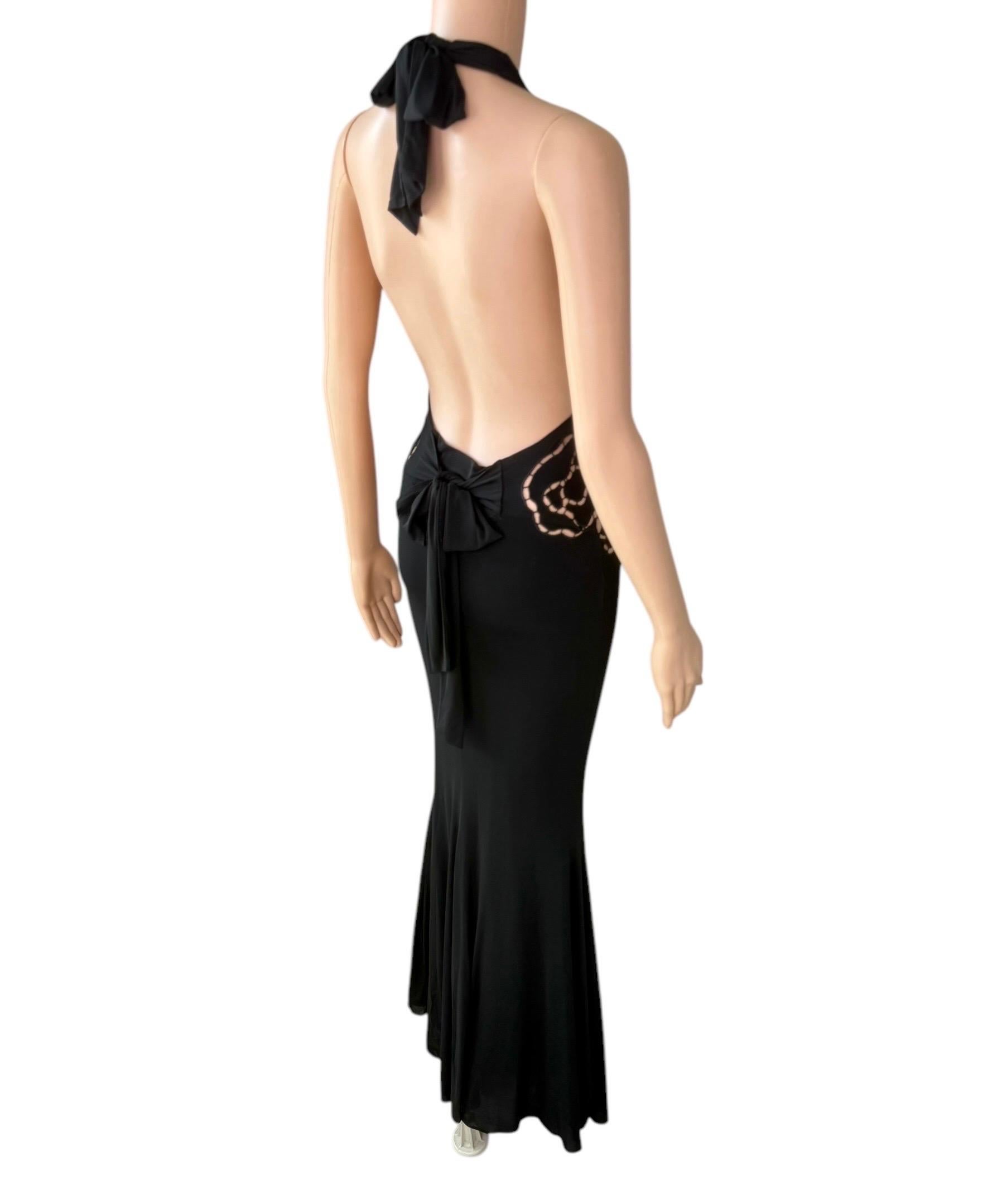 Roberto Cavalli F/S 2002 Laufsteg Schwarzes Abendkleid mit tiefem Ausschnitt und Ausschnitt und tiefem Ausschnitt im Angebot 4
