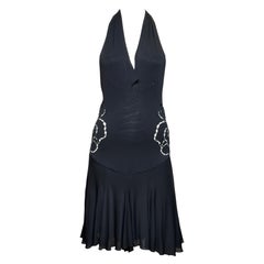 Roberto Cavalli S/S 2002 Runway Plunging Neckline Cutout Black Mini Dress
