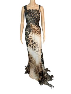 Roberto Cavalli S/S 2002 Runway Sheer Leopard Lace Tattoo Evening Dress Gown
