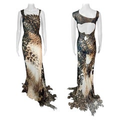 Roberto Cavalli S/S 2002 Laufsteg Leopard Spitze Tattoo Abendkleid Kleid Roberto Cavalli S/S 2002 Laufsteg Leopard Spitze Tattoo Abendkleid Kleid