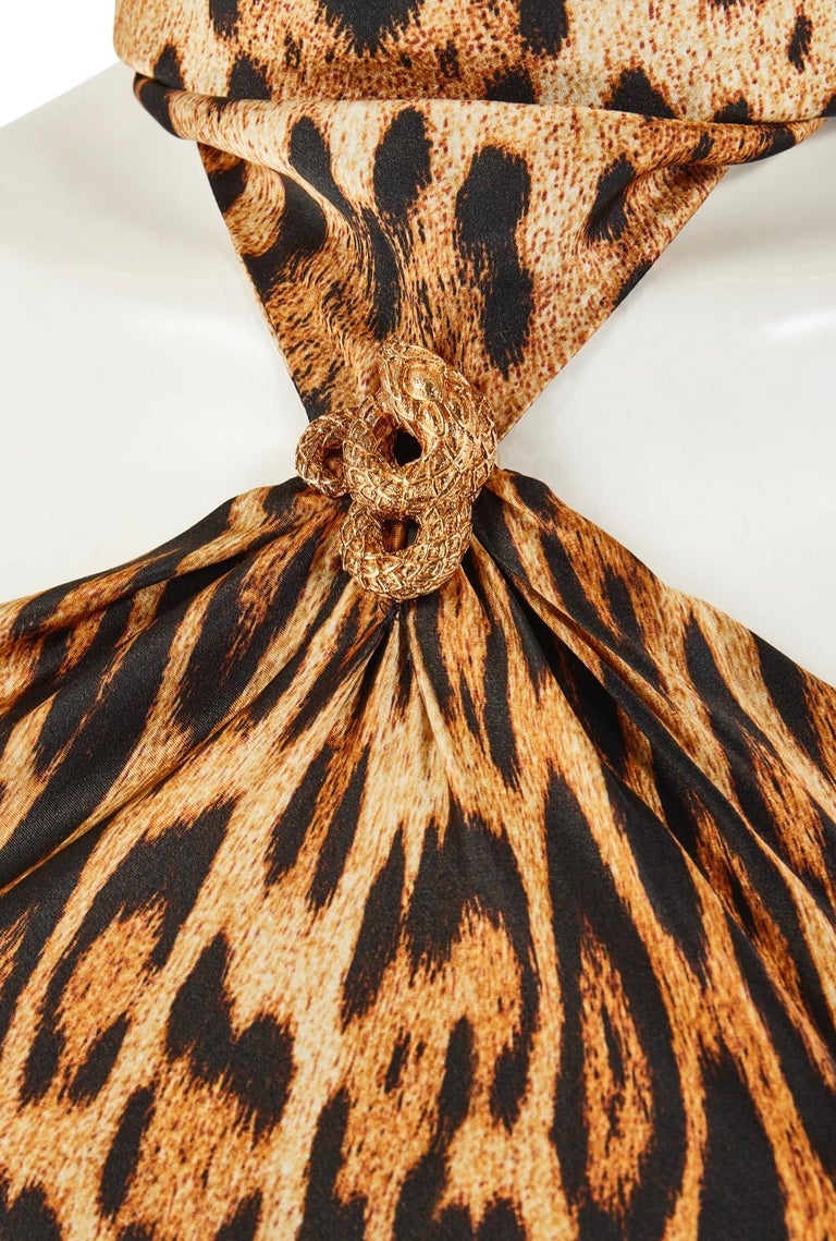 Roberto Cavalli S/S 2002 Silk Leopard Print Halter-neck Dress at 1stDibs