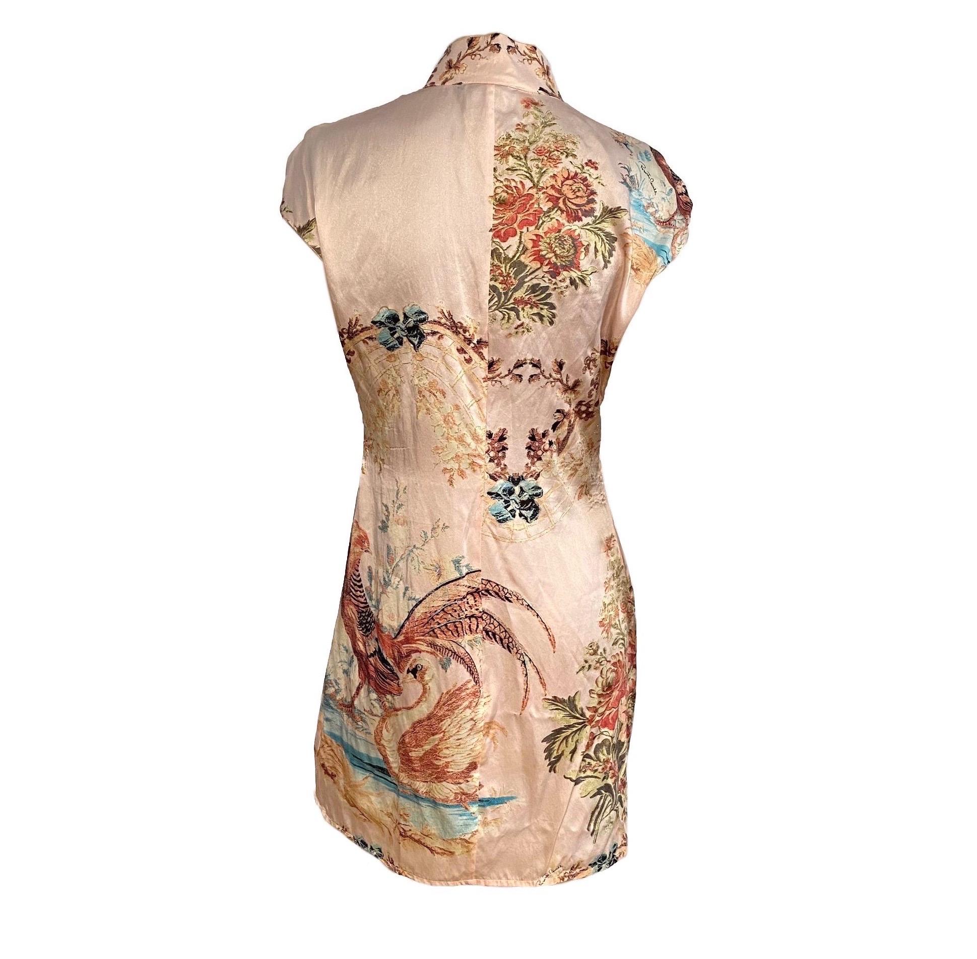 Roberto Cavalli S/S 2003 Rosafarbenes:: vom Cheongsam inspiriertes Kleid Damen
