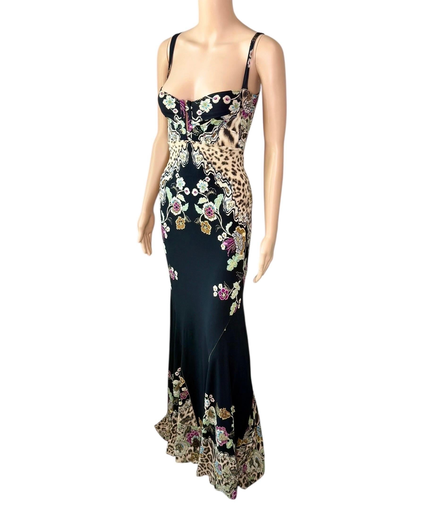 Roberto Cavalli S/S 2003 Corsé corpiño Vestido de noche con estampado Chinoiserie en venta 5