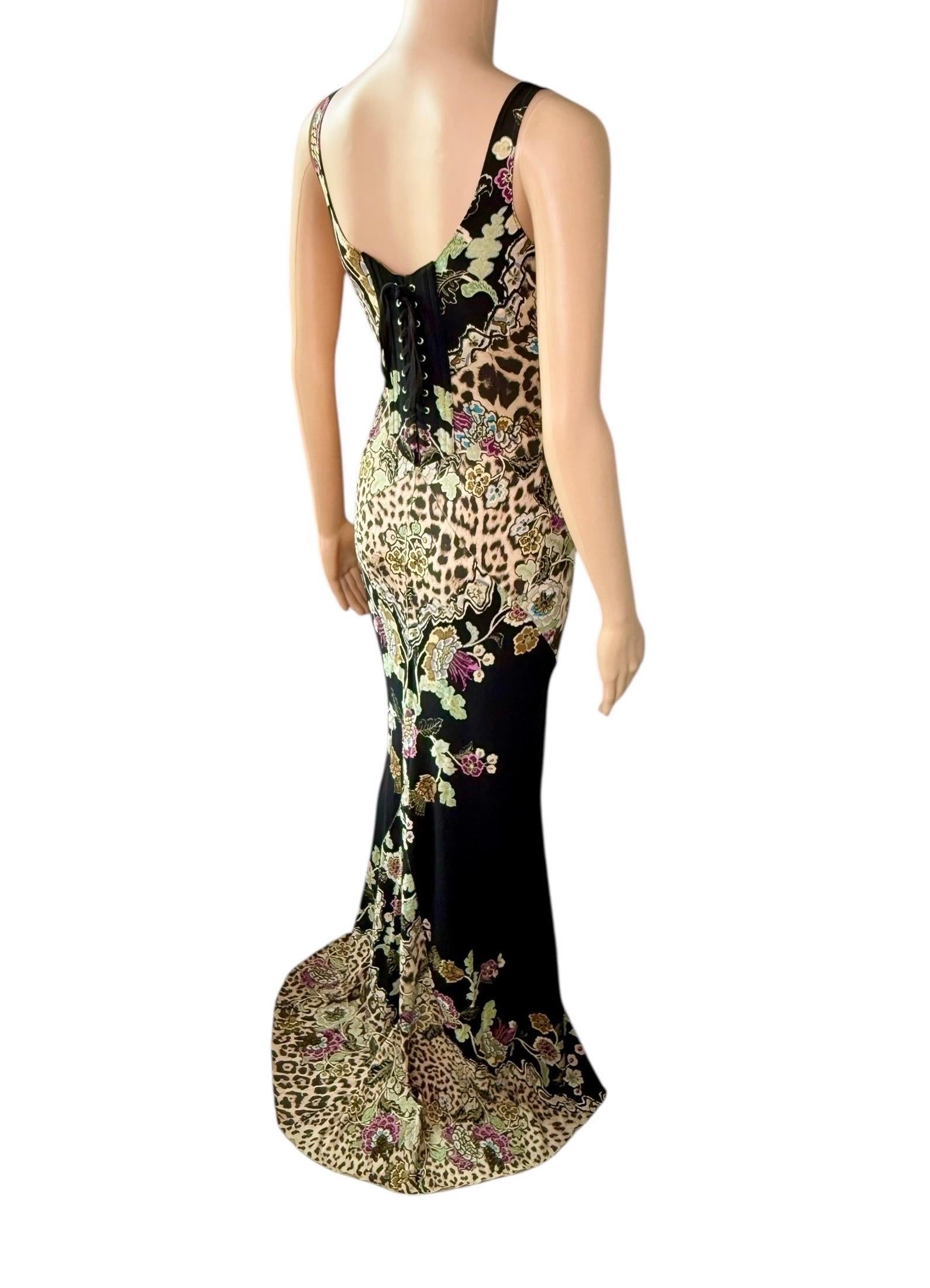 Roberto Cavalli S/S 2003 Corsé corpiño Vestido de noche con estampado Chinoiserie en venta 6