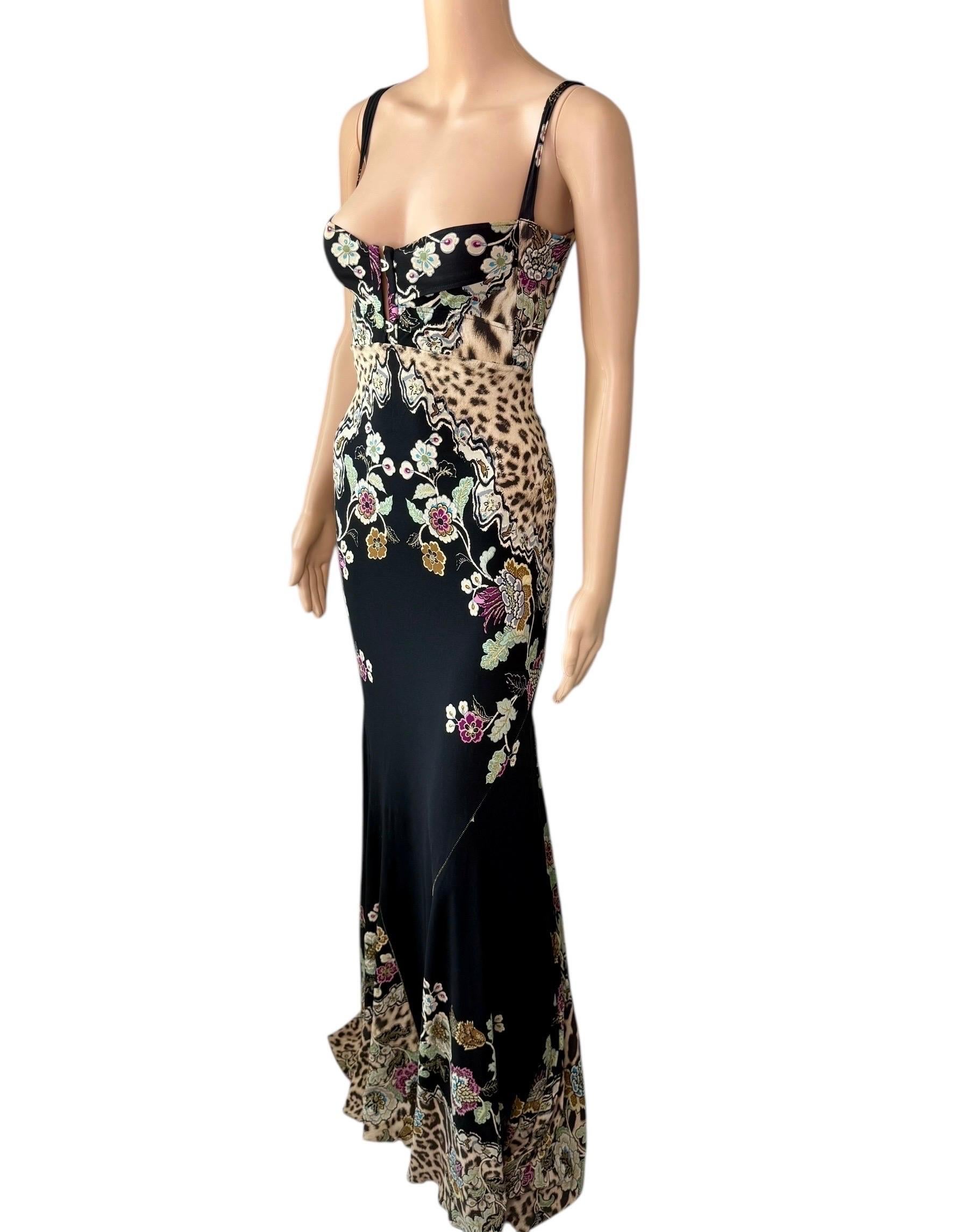 Roberto Cavalli S/S 2003 Corsé corpiño Vestido de noche con estampado Chinoiserie en venta 1