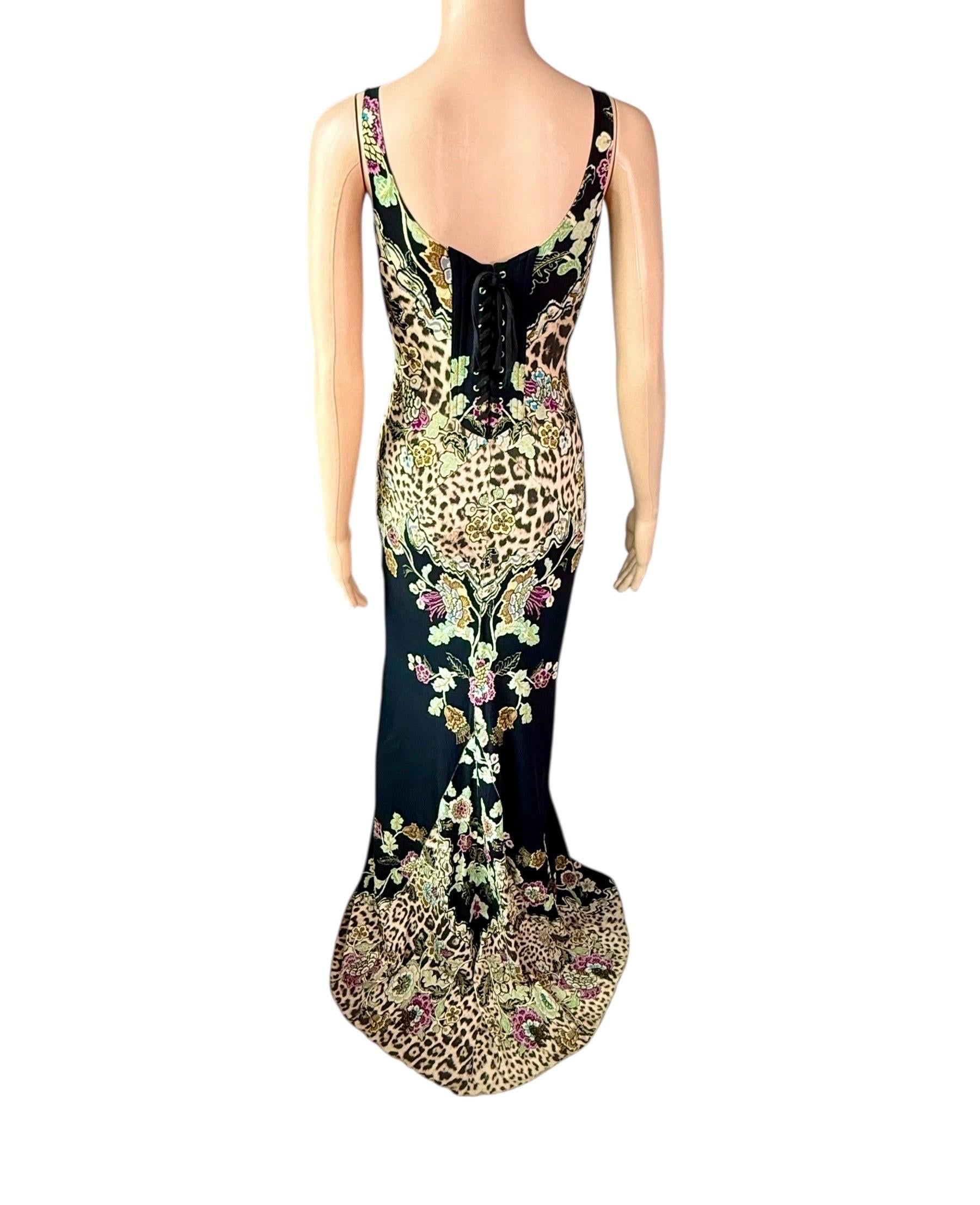 Roberto Cavalli S/S 2003 Corsé corpiño Vestido de noche con estampado Chinoiserie en venta 2