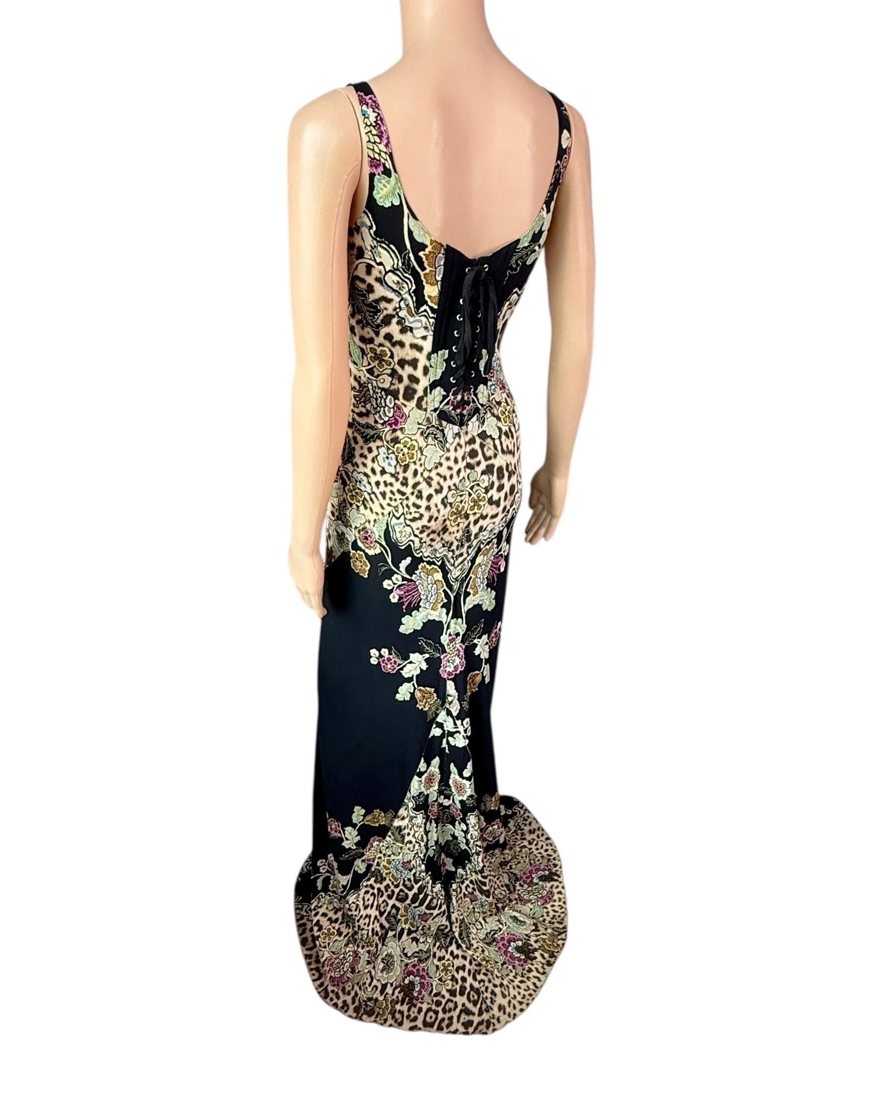 Roberto Cavalli S/S 2003 Corsé corpiño Vestido de noche con estampado Chinoiserie en venta 4