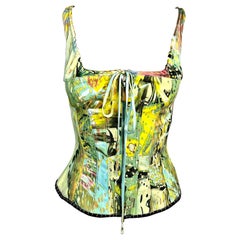 Roberto Cavalli - P/E 2003 Bustier Corsetto Denim Seta Crop Top