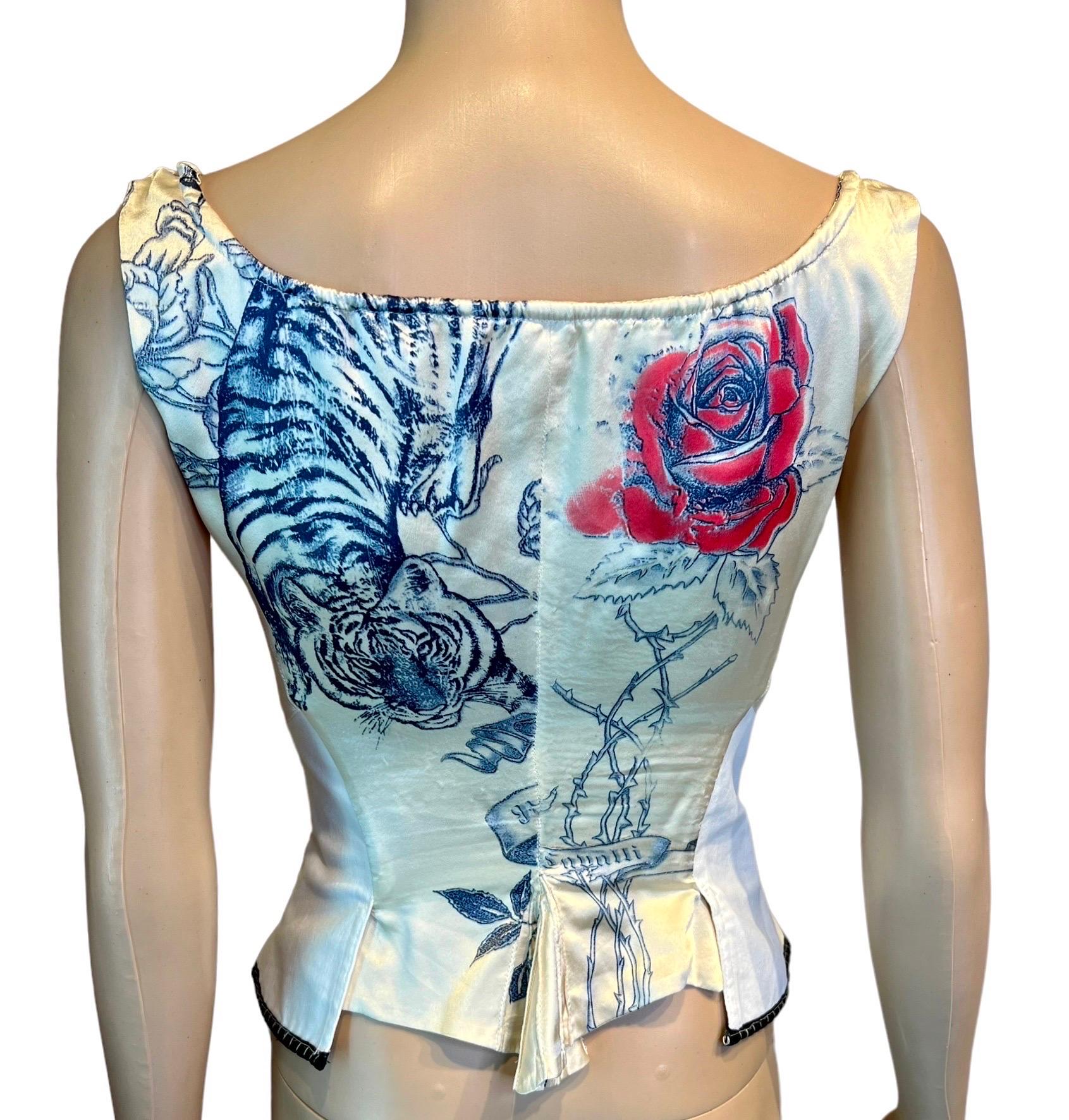 blue renaissance print structured corset top