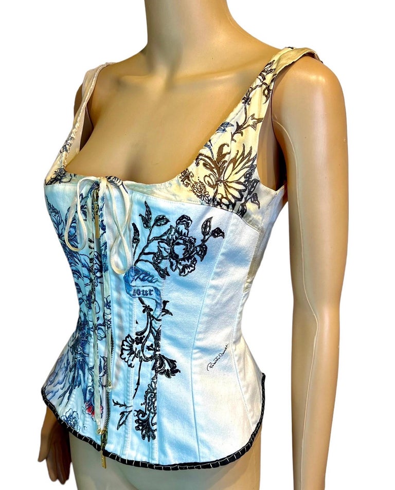 Cavalli Tattoo Print Corset Skirt Set