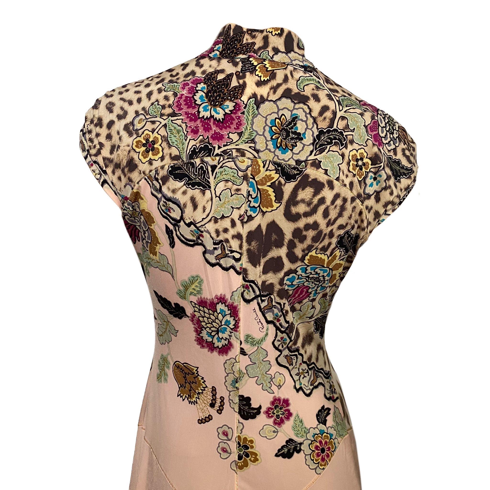 Roberto Cavalli S/S 2003 Cheongsam Maxikleid mit Blumenmuster 1