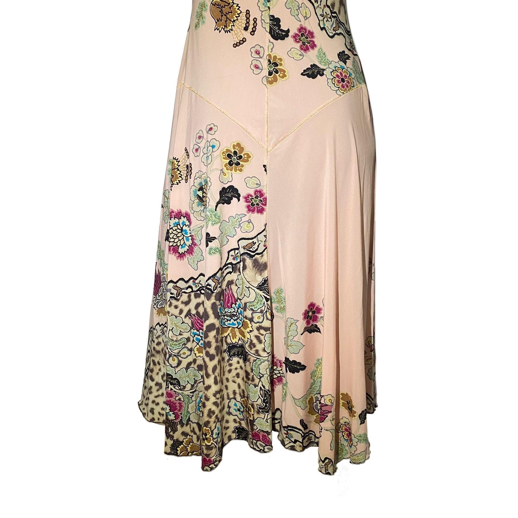 Roberto Cavalli S/S 2003 Cheongsam Floral Maxi Dress In Excellent Condition In Rome, IT