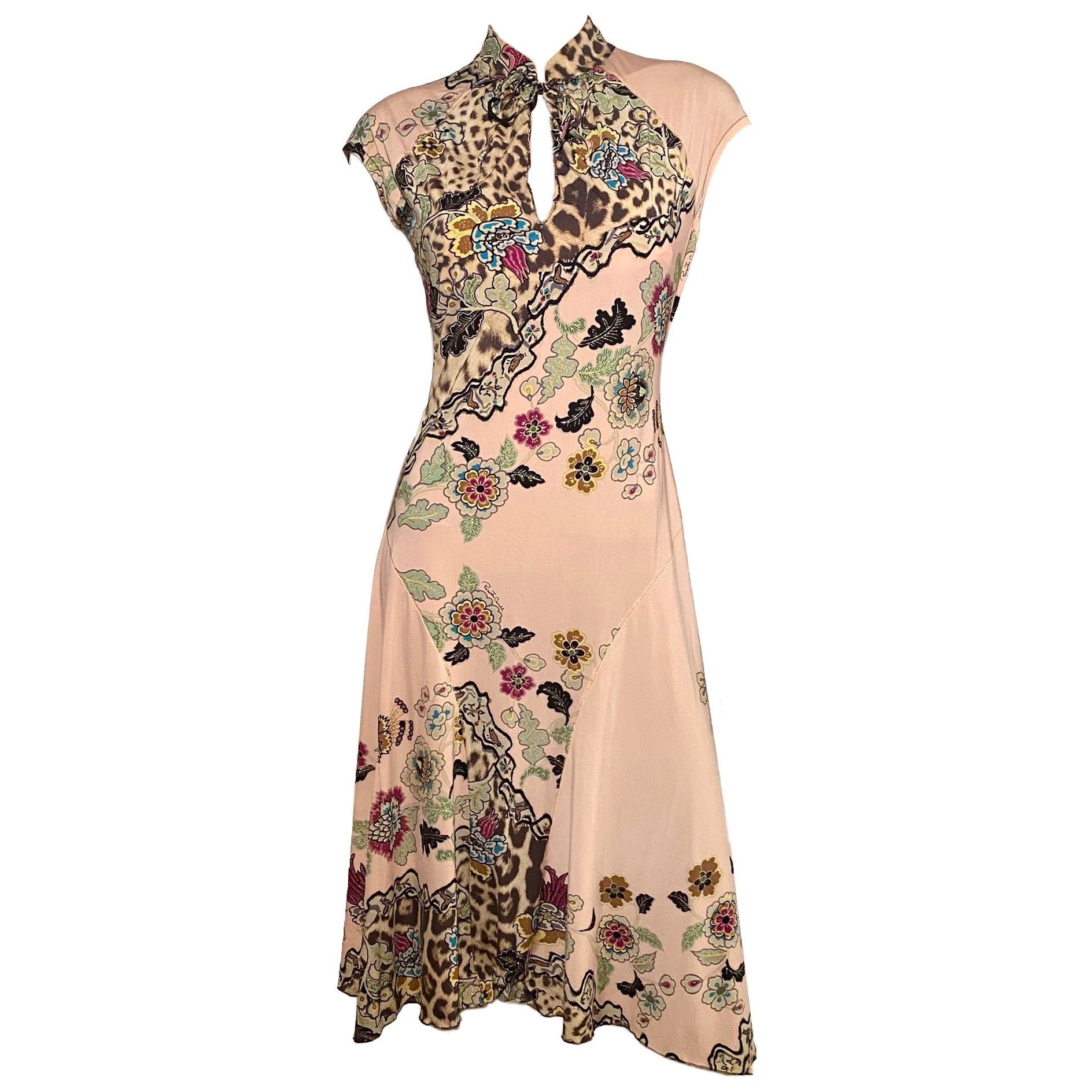 Roberto Cavalli S/S 2003 Cheongsam Maxikleid mit Blumenmuster