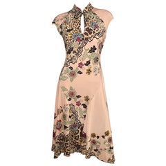 Roberto Cavalli S/S 2003 Cheongsam Floral Maxi Dress