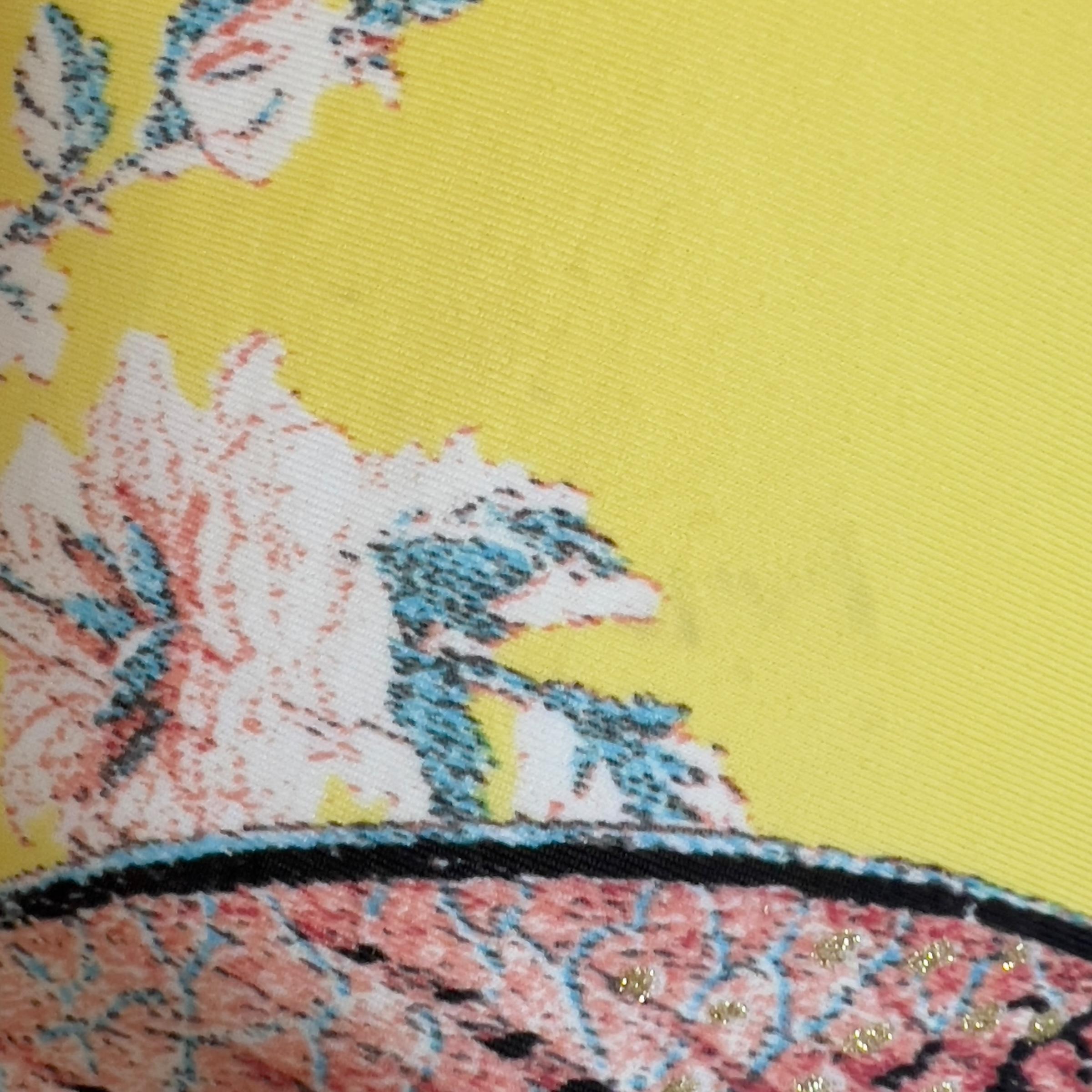 Roberto Cavalli S/S 2003 Maxi Vestido Floral Amarillo Inspirado en el Cheongsam 1