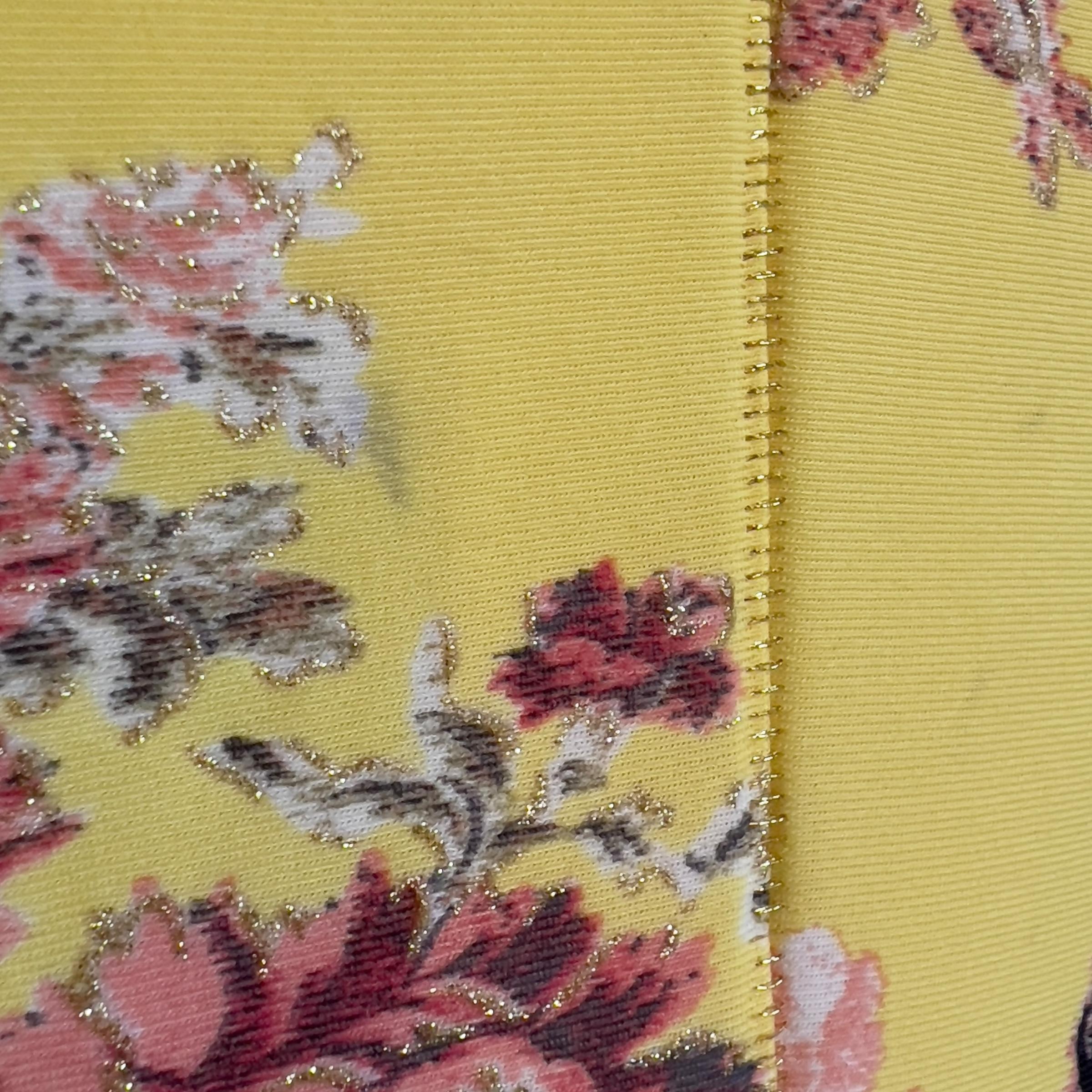 Roberto Cavalli S/S 2003 Maxi Vestido Floral Amarillo Inspirado en el Cheongsam 4