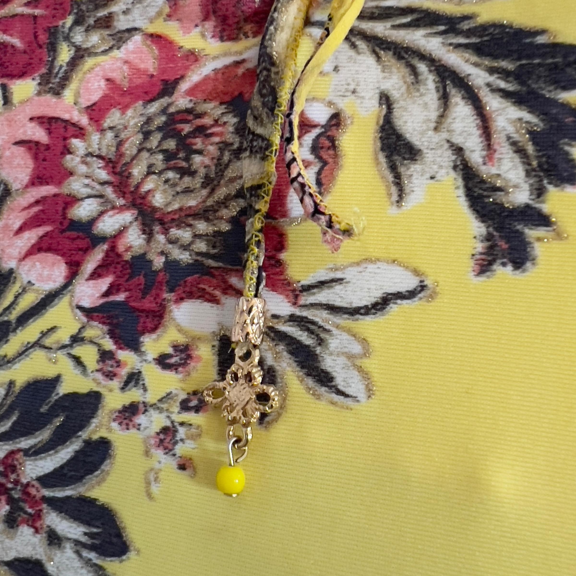 Roberto Cavalli S/S 2003 Maxi Vestido Floral Amarillo Inspirado en el Cheongsam 5